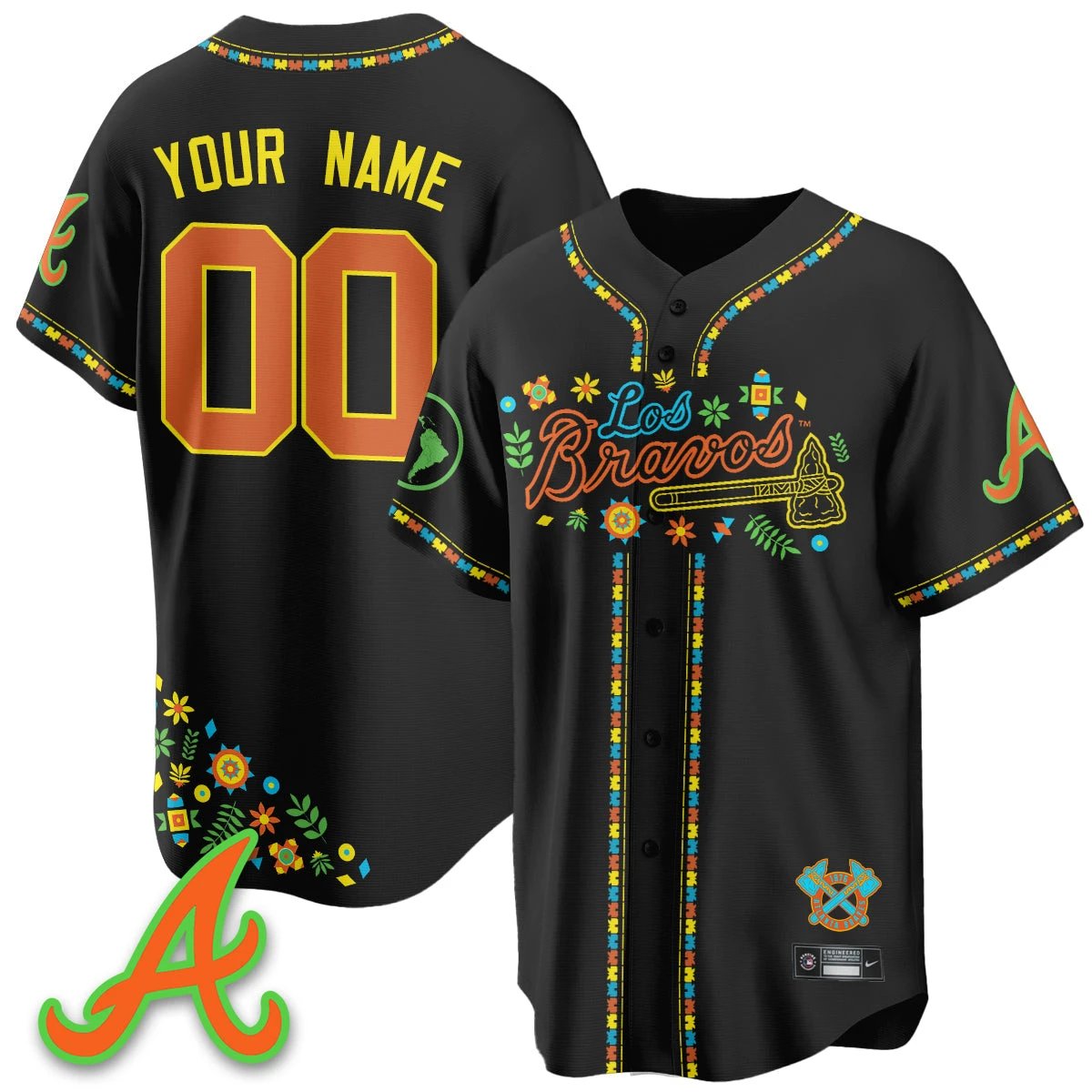 Atlanta Braves 2025 "Los Bravos" Custom Jersey - All Stitched by Atlanta Braves