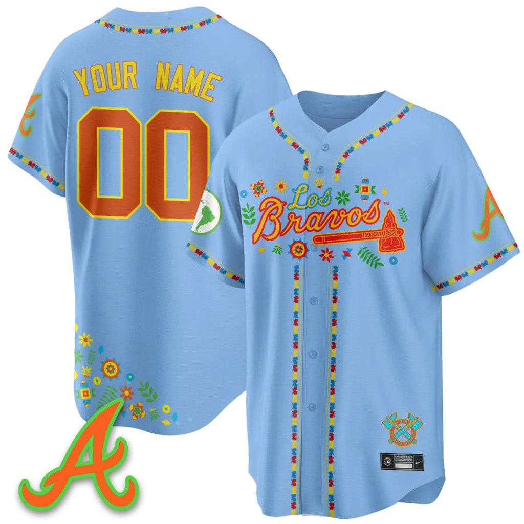 Atlanta Braves 2025 "Los Bravos" Custom Jersey - All Stitched by Atlanta Braves