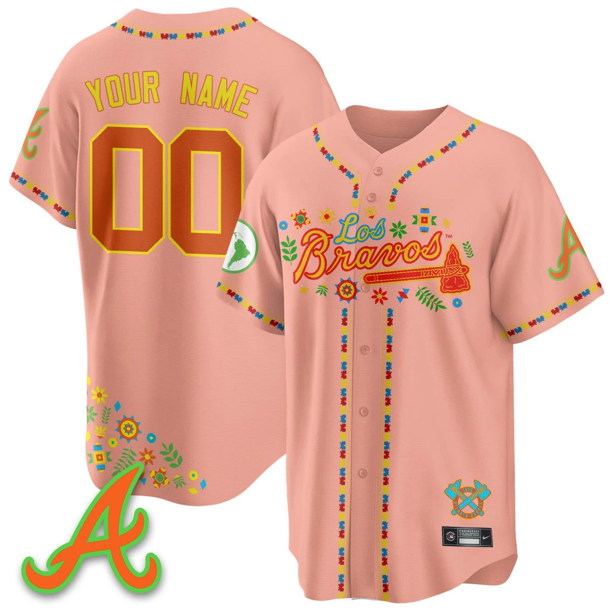 Atlanta Braves 2025 "Los Bravos" Custom Jersey - All Stitched by Atlanta Braves