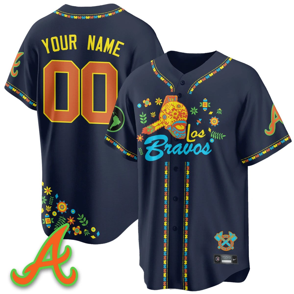 Atlanta Braves 2025 "Los Bravos" Custom Jersey V2 - All Stitched by Atlanta Braves