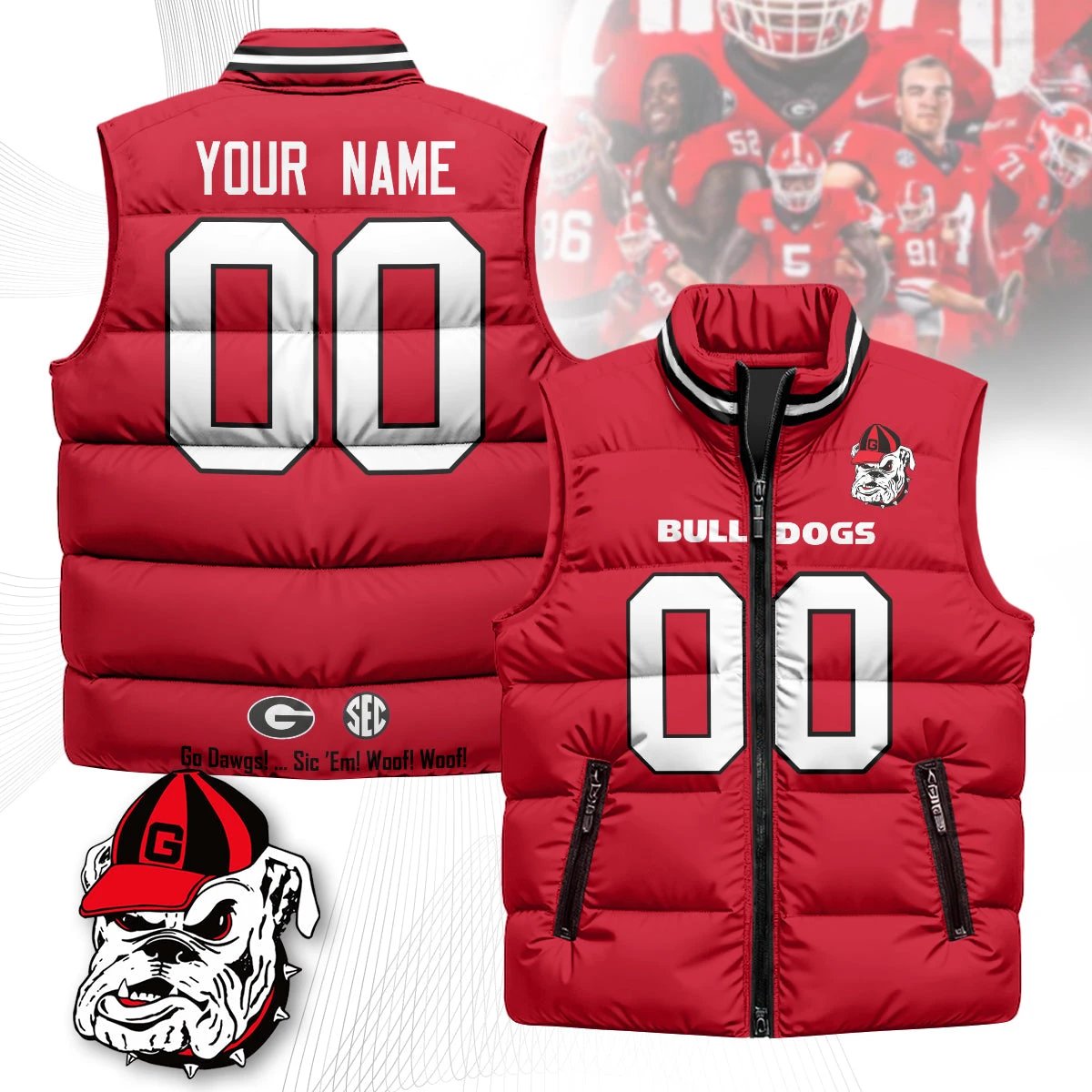 Personalized Georgia Bulldogs Unisex Puffer Vest by Georgia Bulldogs