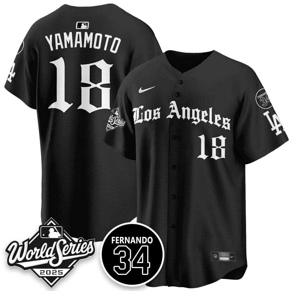 Los Angeles Dodgers 2025 Gothic NL Champions Jersey - All Stitched by Los Angeles Dodgers