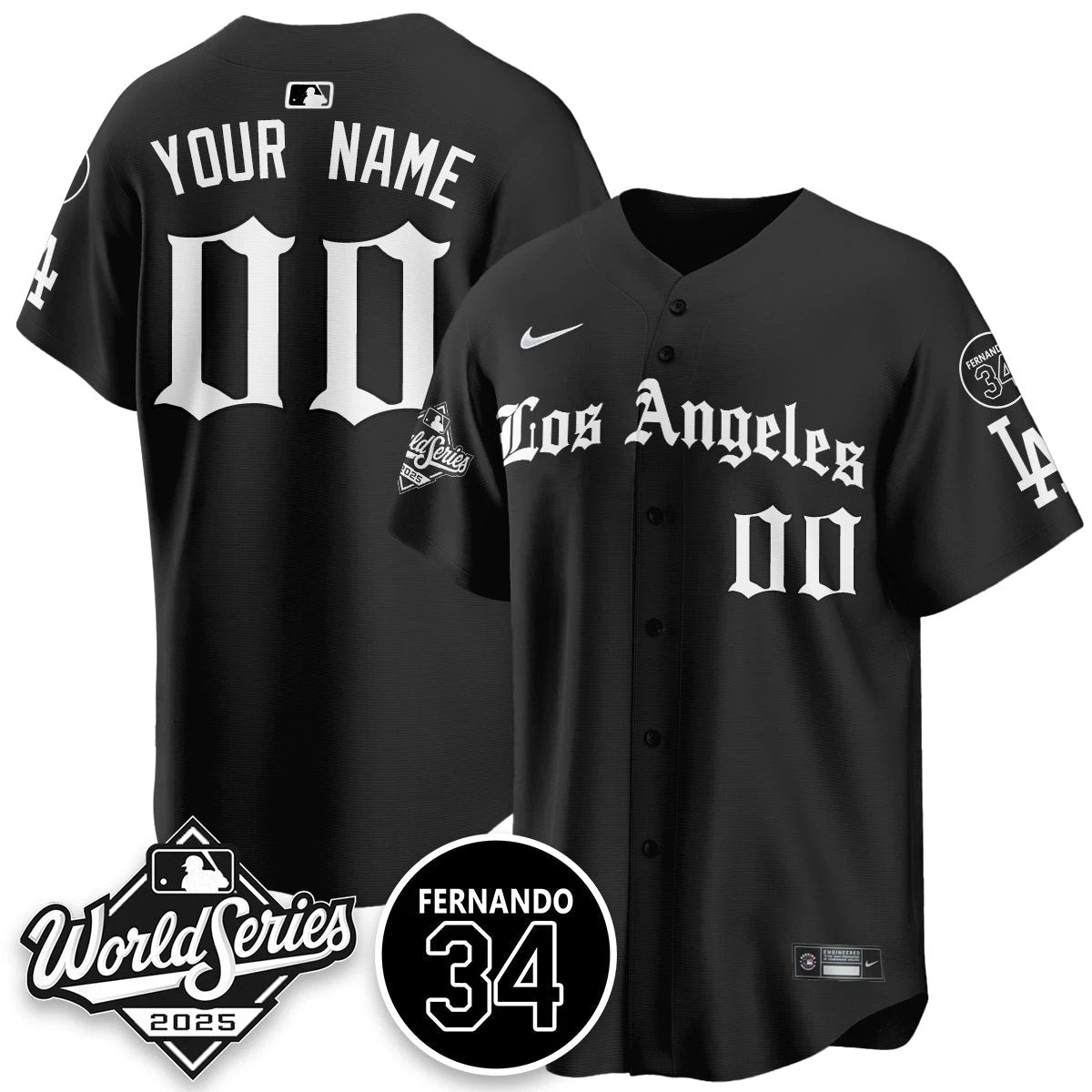 Los Angeles Dodgers 2025 Gothic NL Champions Custom Jersey - All Stitched by Los Angeles Dodgers