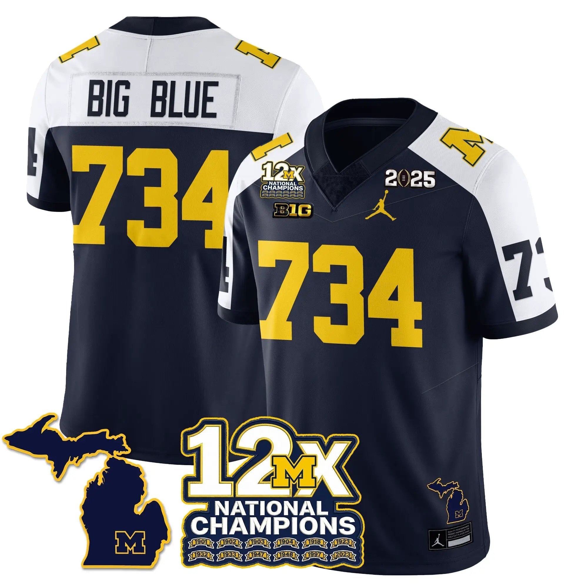 MICH 12x-Time National Champions Vapor Limited Football Jersey by Michigan Wolverines