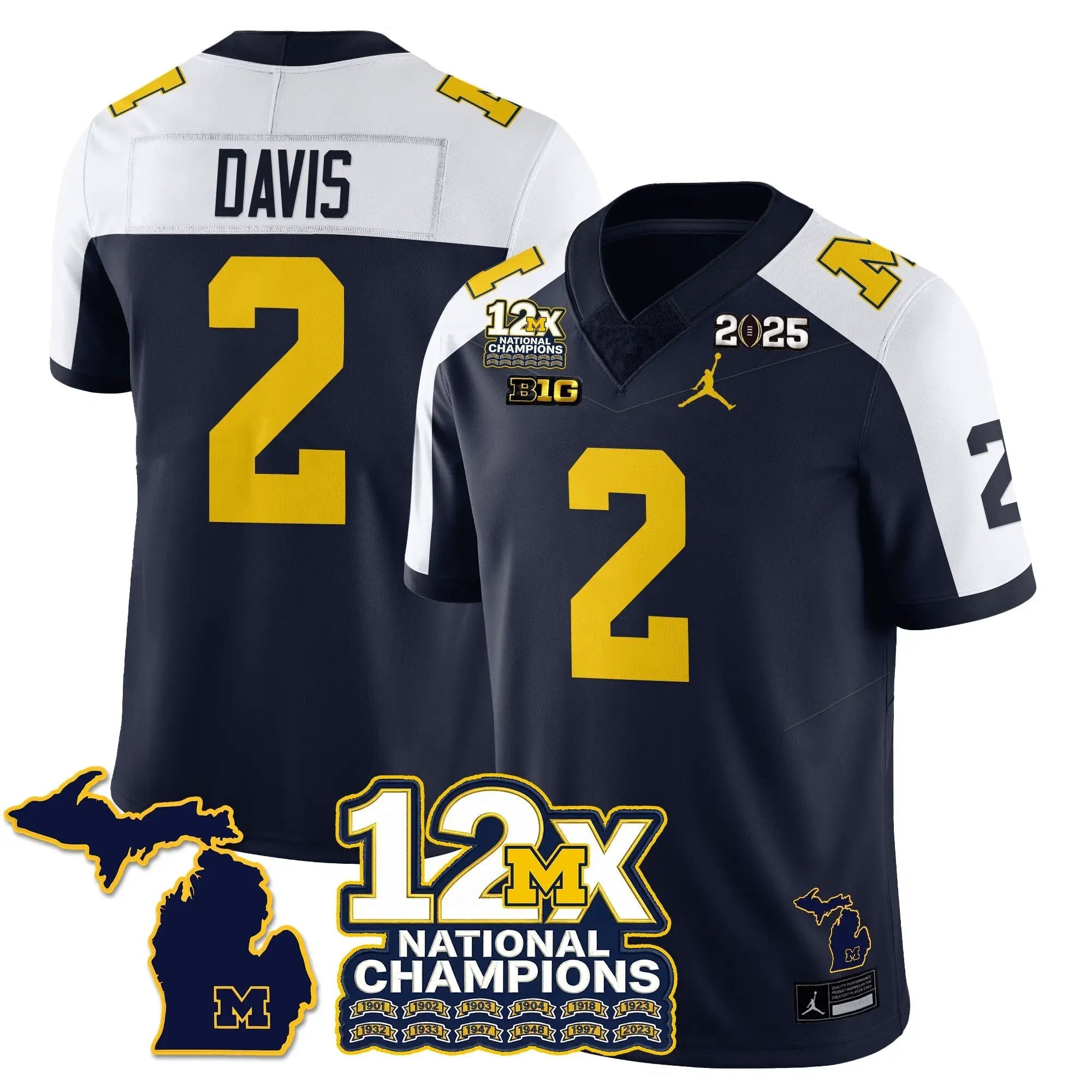 MICH 12x-Time National Champions Vapor Limited Football Jersey by Michigan Wolverines
