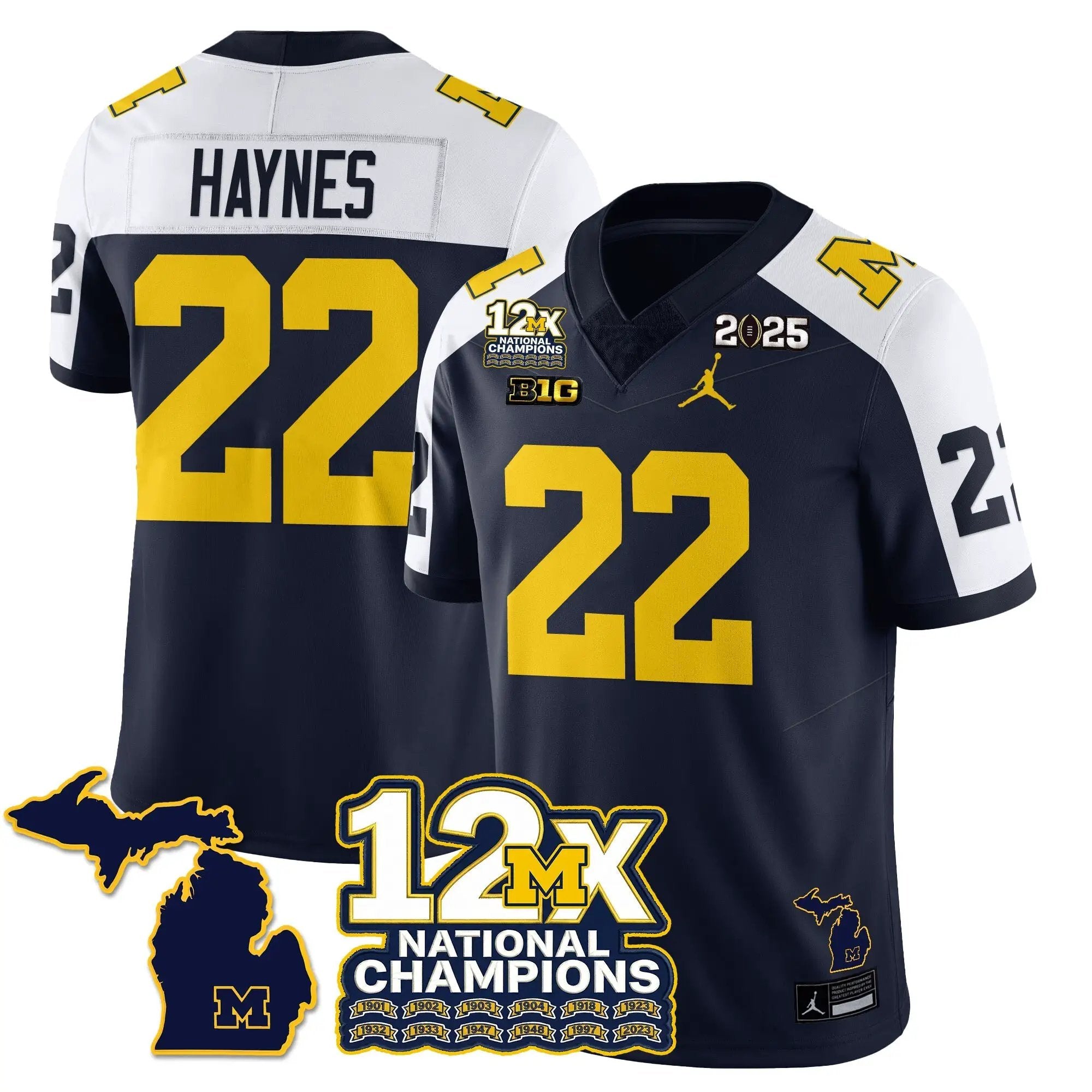 MICH 12x-Time National Champions Vapor Limited Football Jersey by Michigan Wolverines
