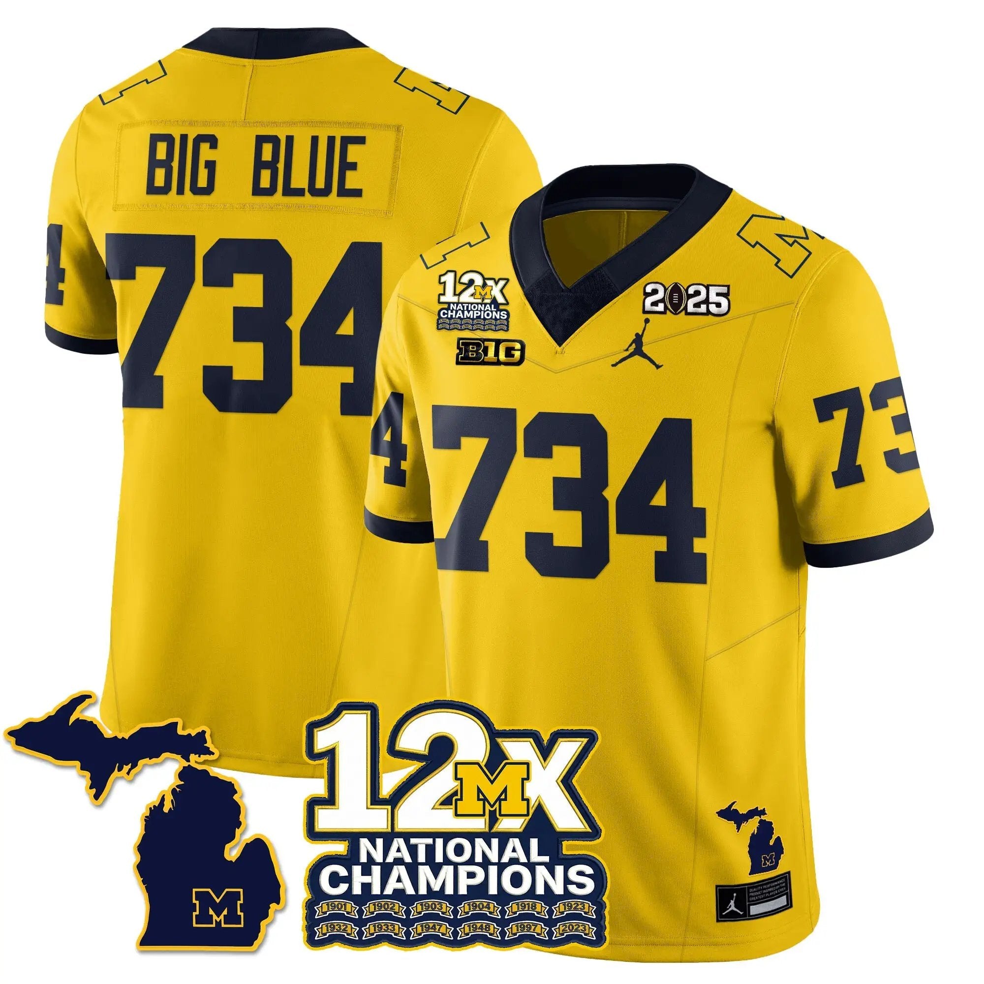 MICH 12x-Time National Champions Vapor Limited Football Jersey by Michigan Wolverines