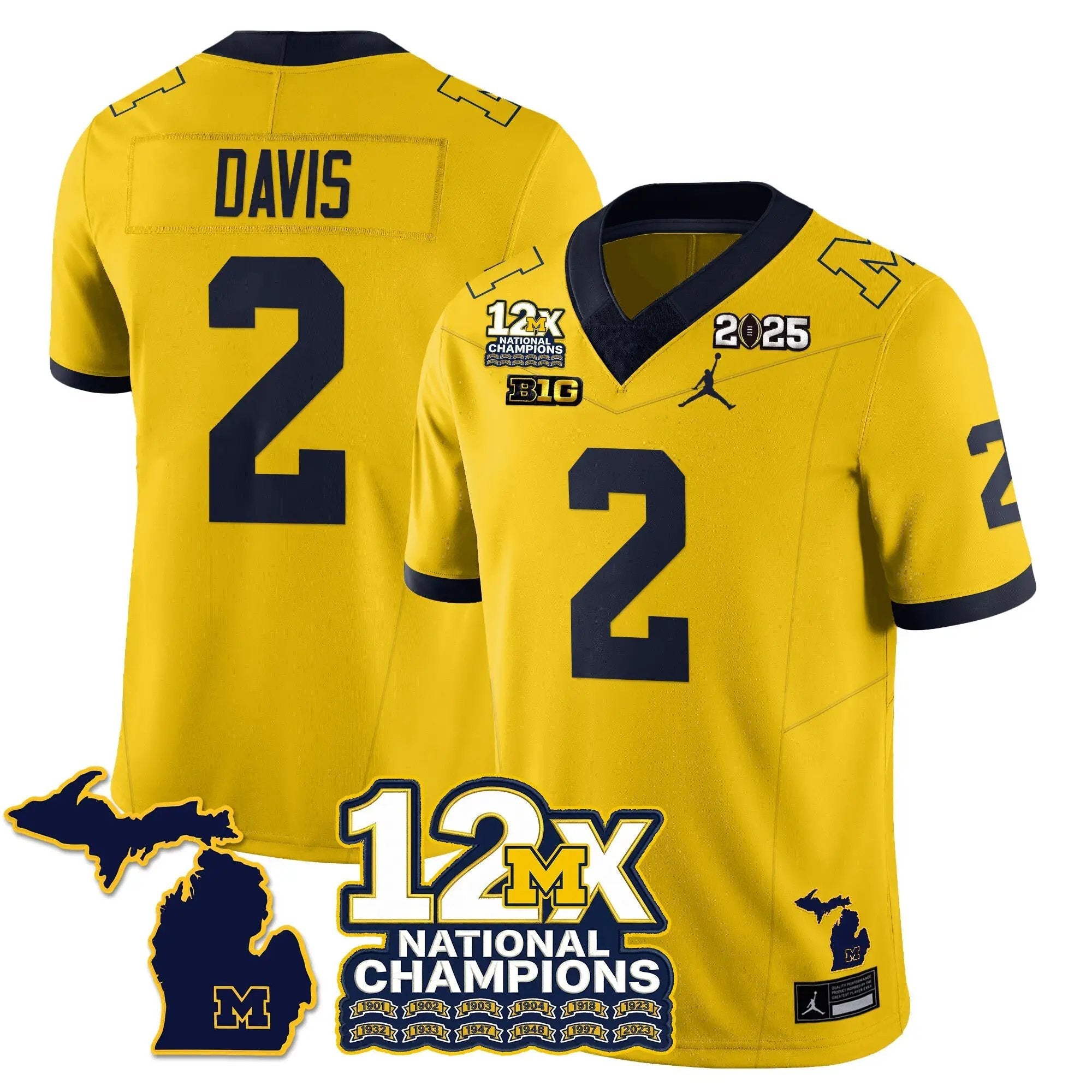 MICH 12x-Time National Champions Vapor Limited Football Jersey by Michigan Wolverines