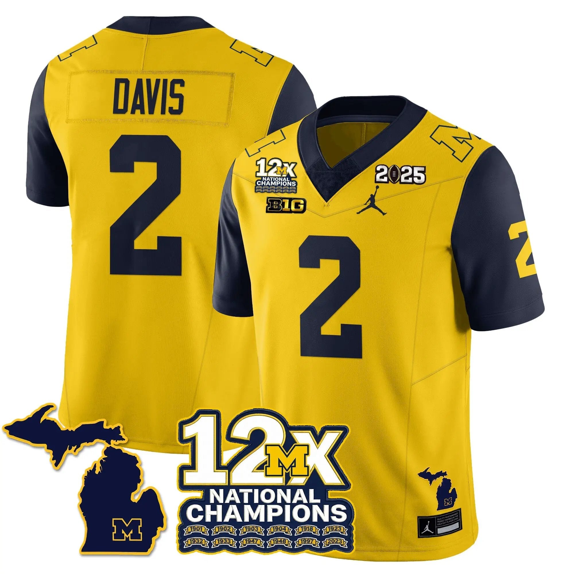 MICH 12x-Time National Champions Vapor Limited Football Jersey by Michigan Wolverines