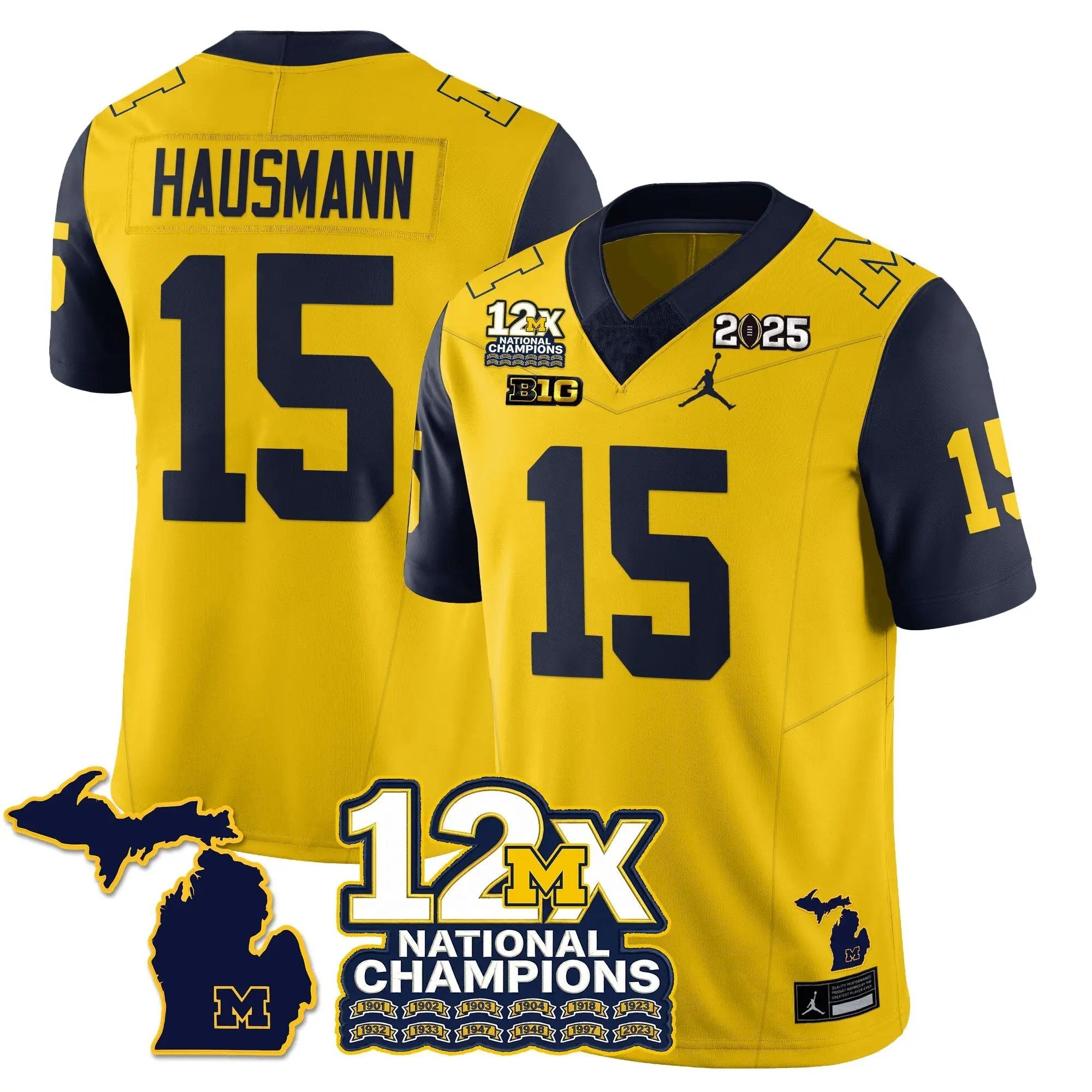 MICH 12x-Time National Champions Vapor Limited Football Jersey by Michigan Wolverines