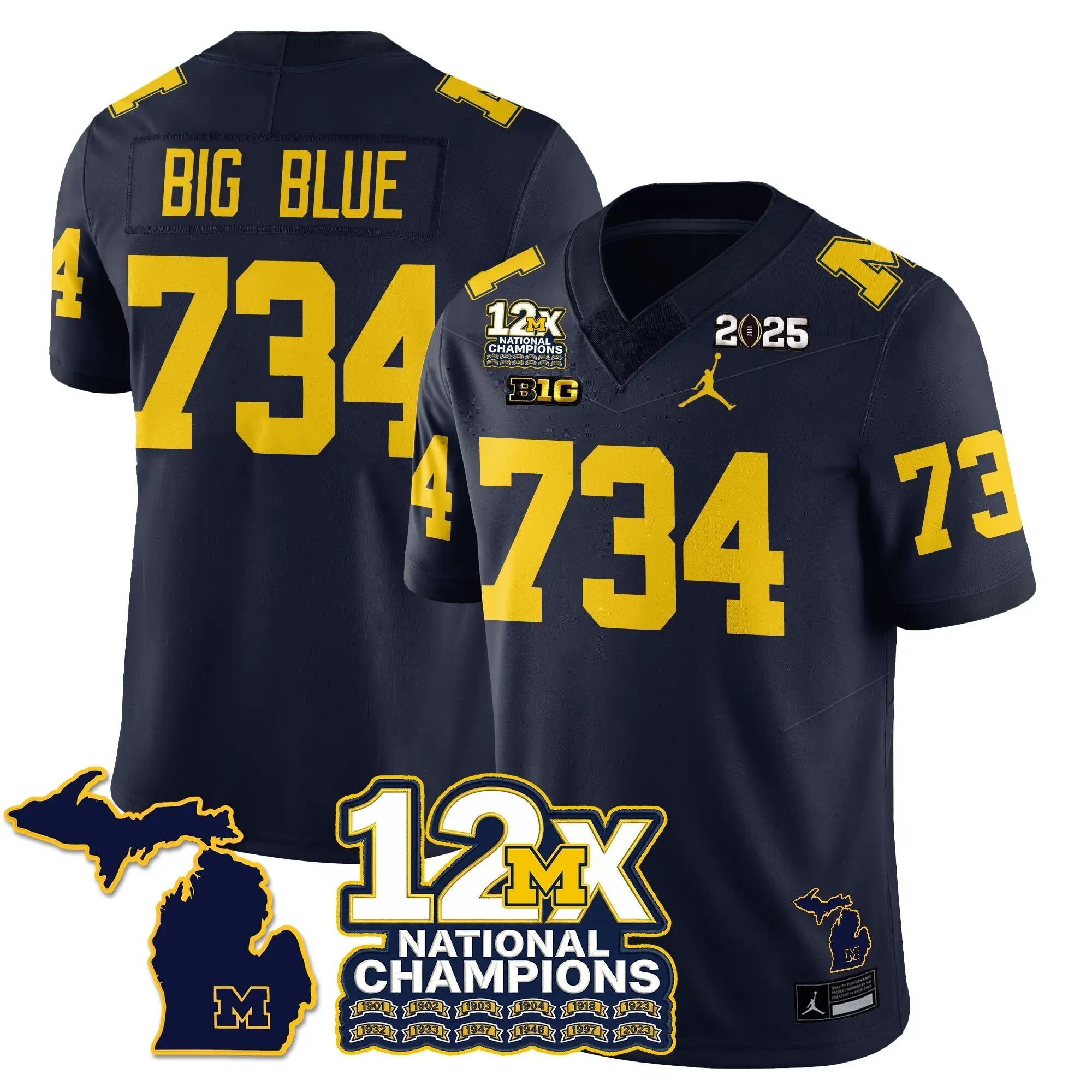 MICH 12x-Time National Champions Vapor Limited Football Jersey by Michigan Wolverines