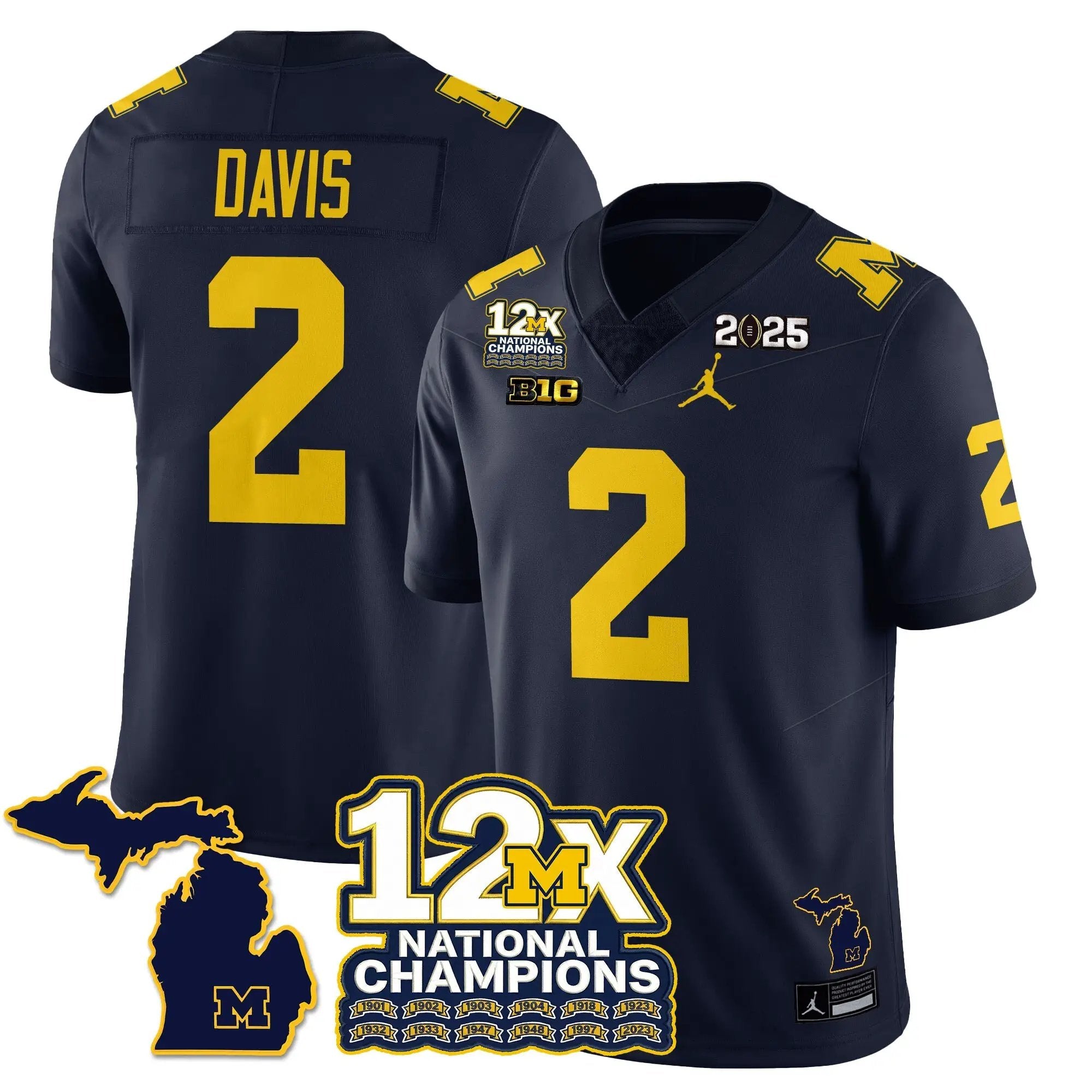 MICH 12x-Time National Champions Vapor Limited Football Jersey by Michigan Wolverines