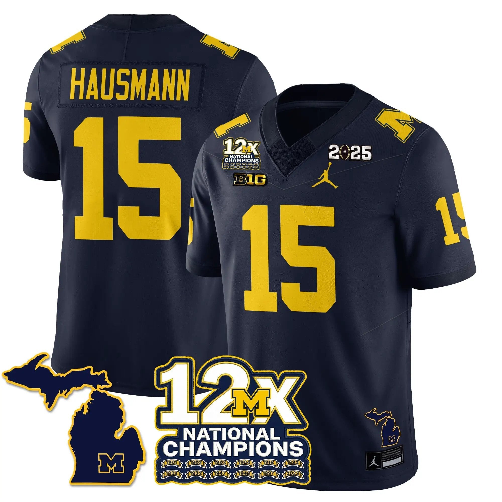 MICH 12x-Time National Champions Vapor Limited Football Jersey by Michigan Wolverines