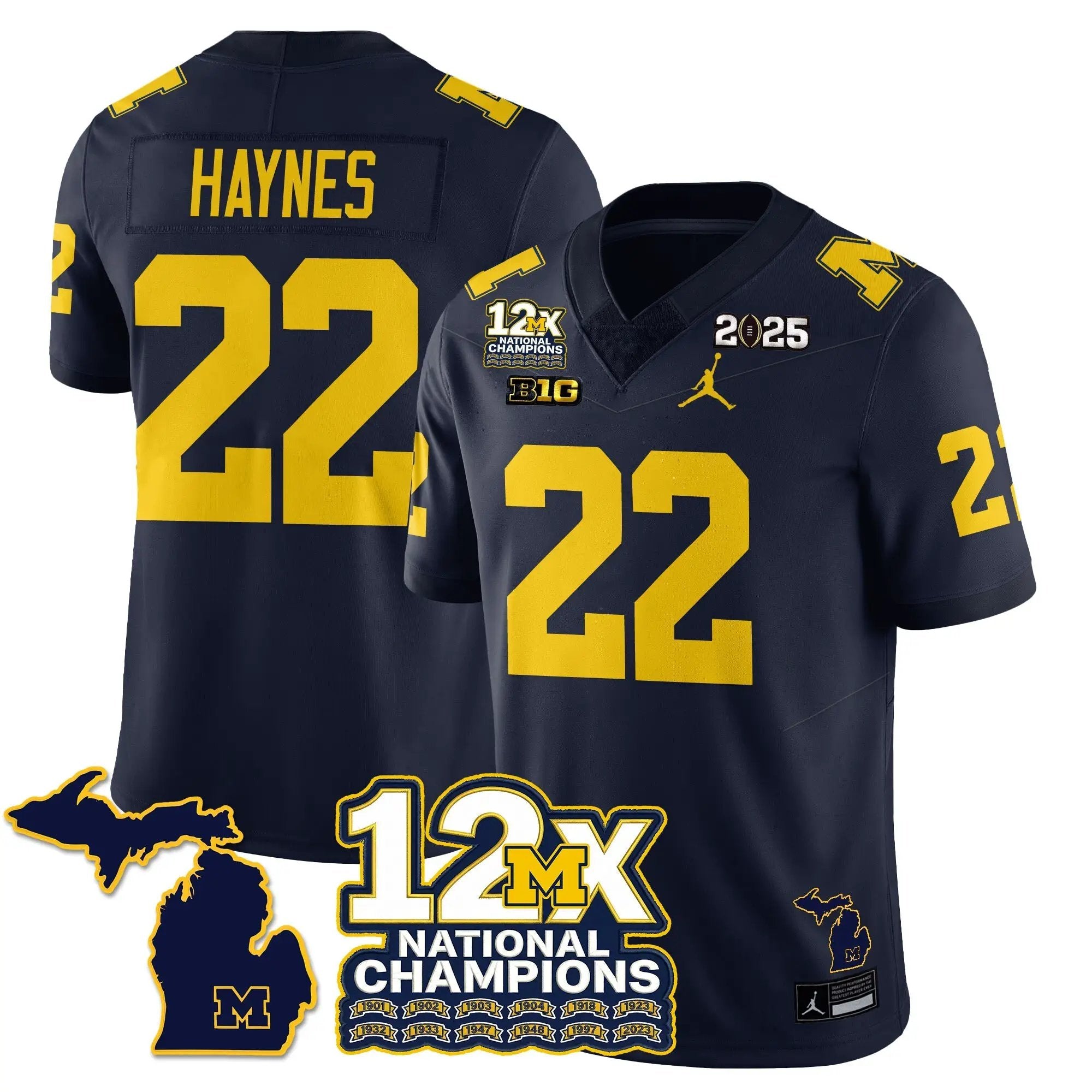 MICH 12x-Time National Champions Vapor Limited Football Jersey by Michigan Wolverines