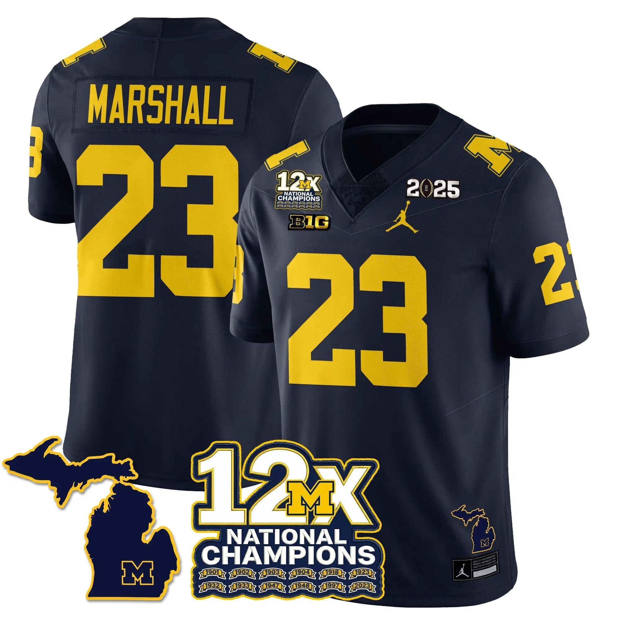 MICH 12x-Time National Champions Vapor Limited Football Jersey by Michigan Wolverines