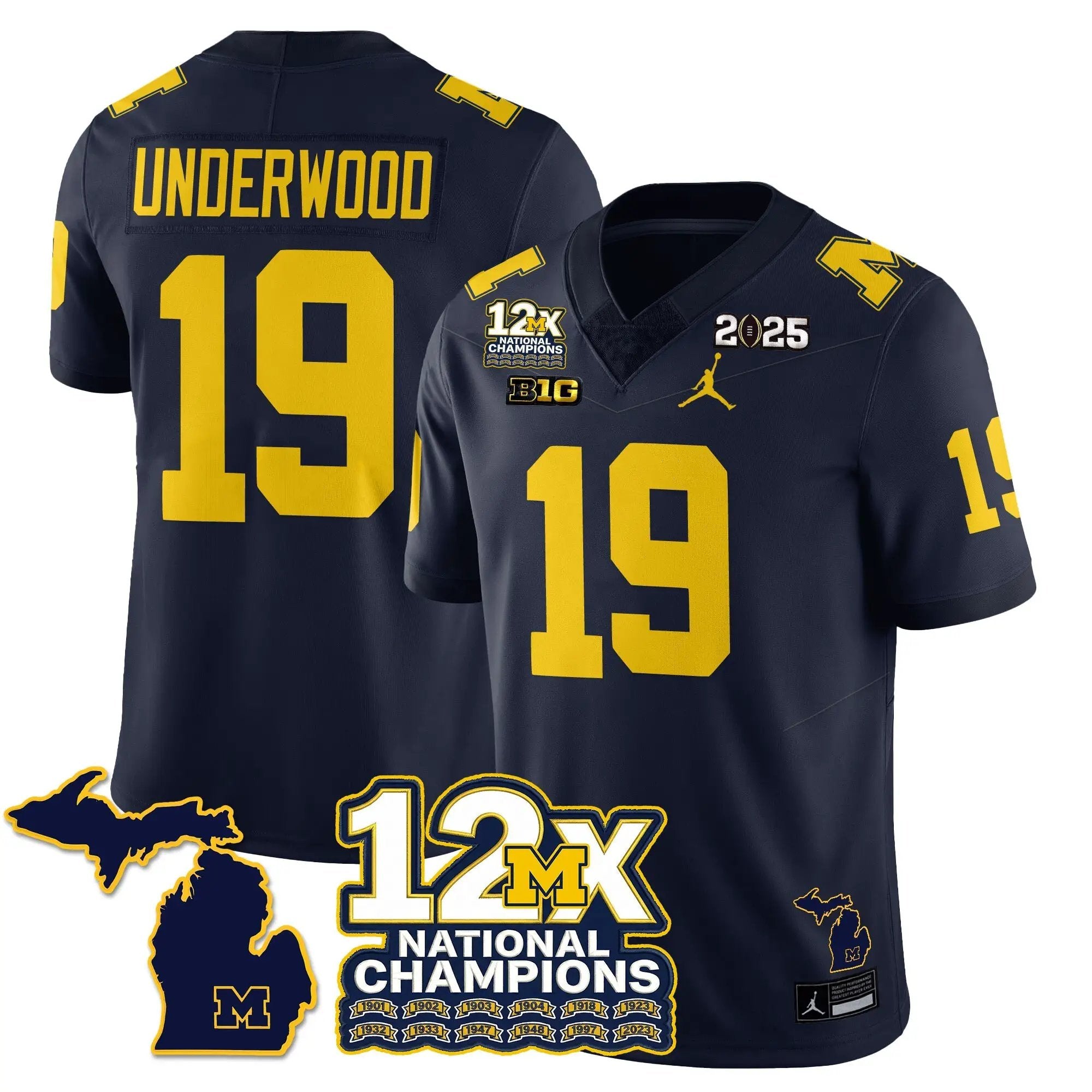 MICH 12x-Time National Champions Vapor Limited Football Jersey by Michigan Wolverines