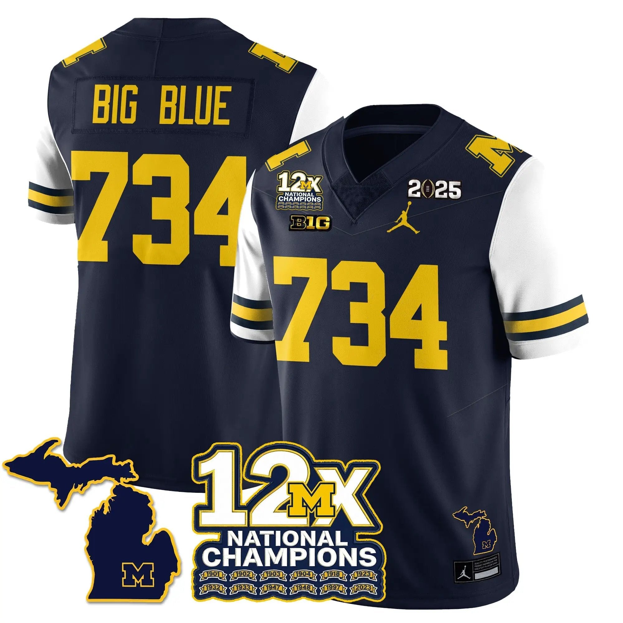 MICH 12x-Time National Champions Vapor Limited Football Jersey by Michigan Wolverines