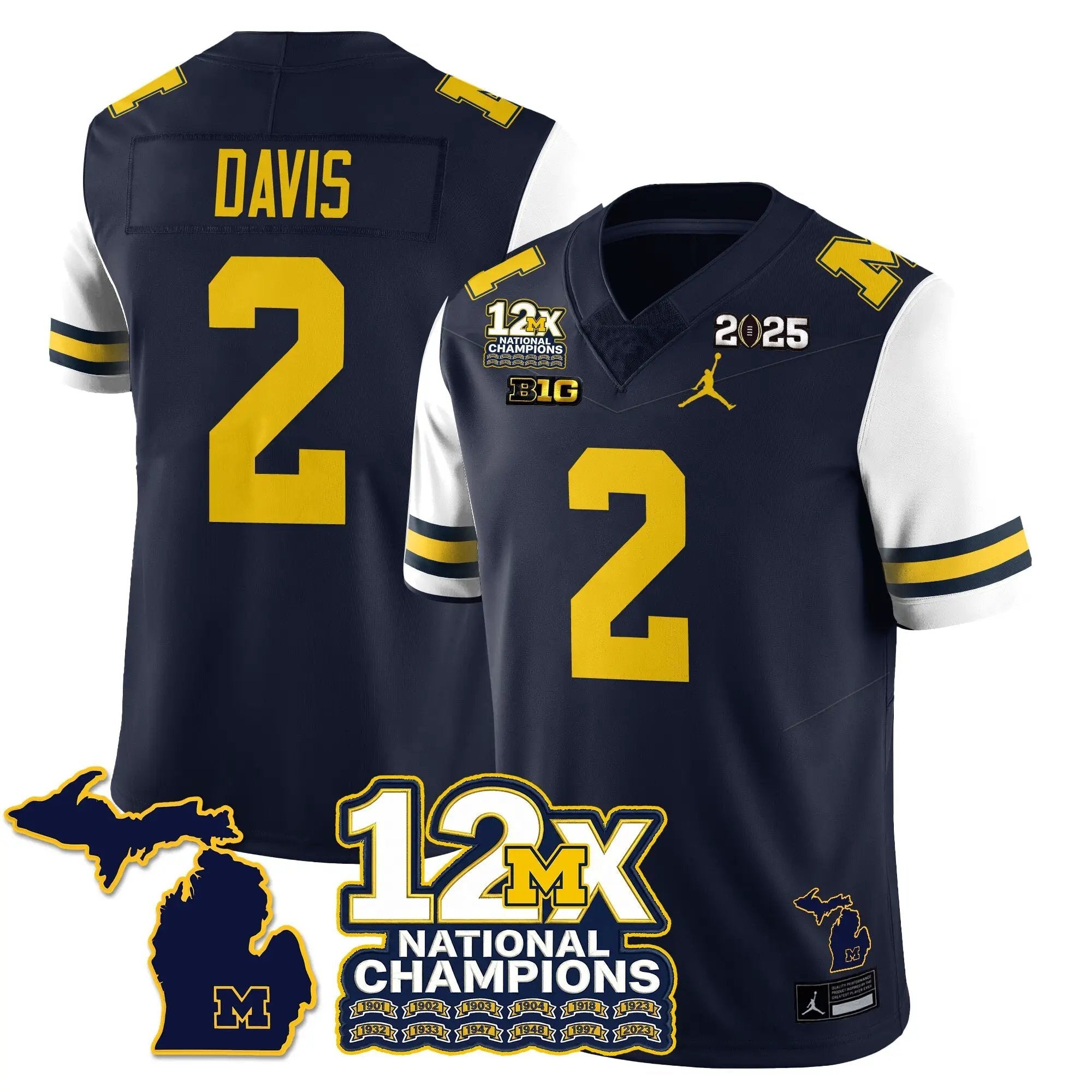 MICH 12x-Time National Champions Vapor Limited Football Jersey by Michigan Wolverines