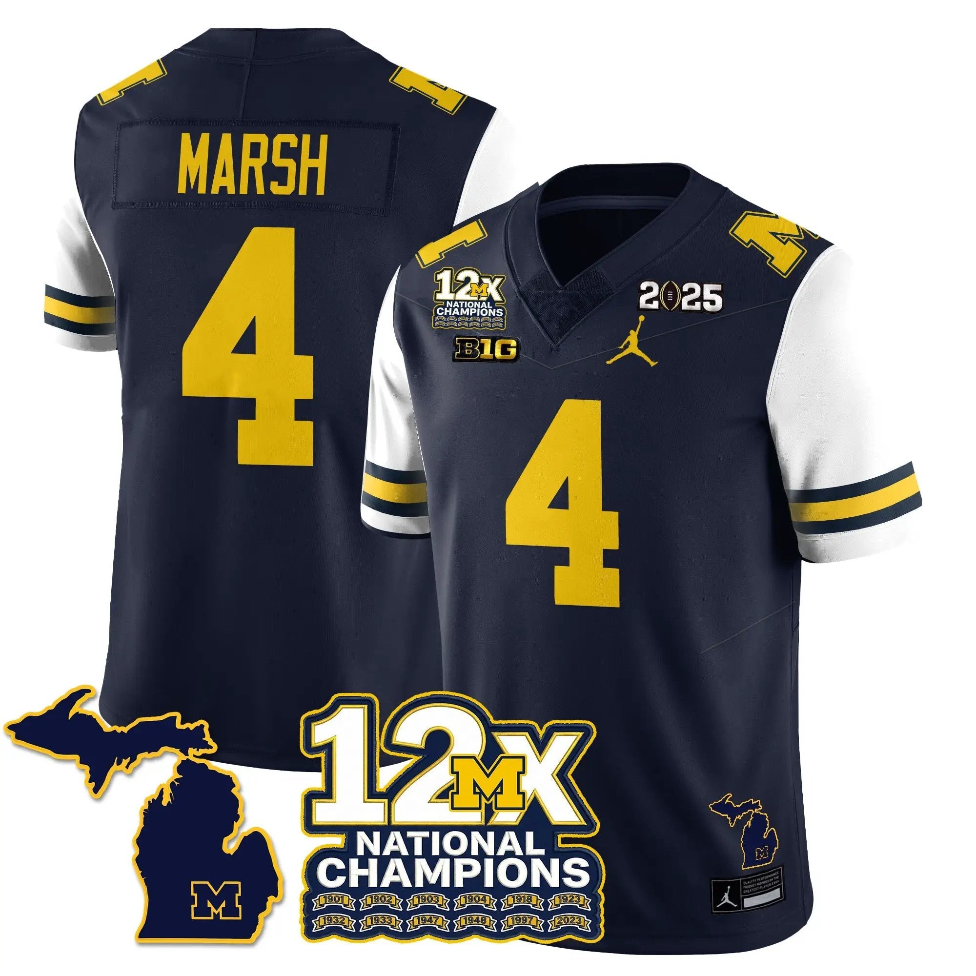 MICH 12x-Time National Champions Vapor Limited Football Jersey by Michigan Wolverines