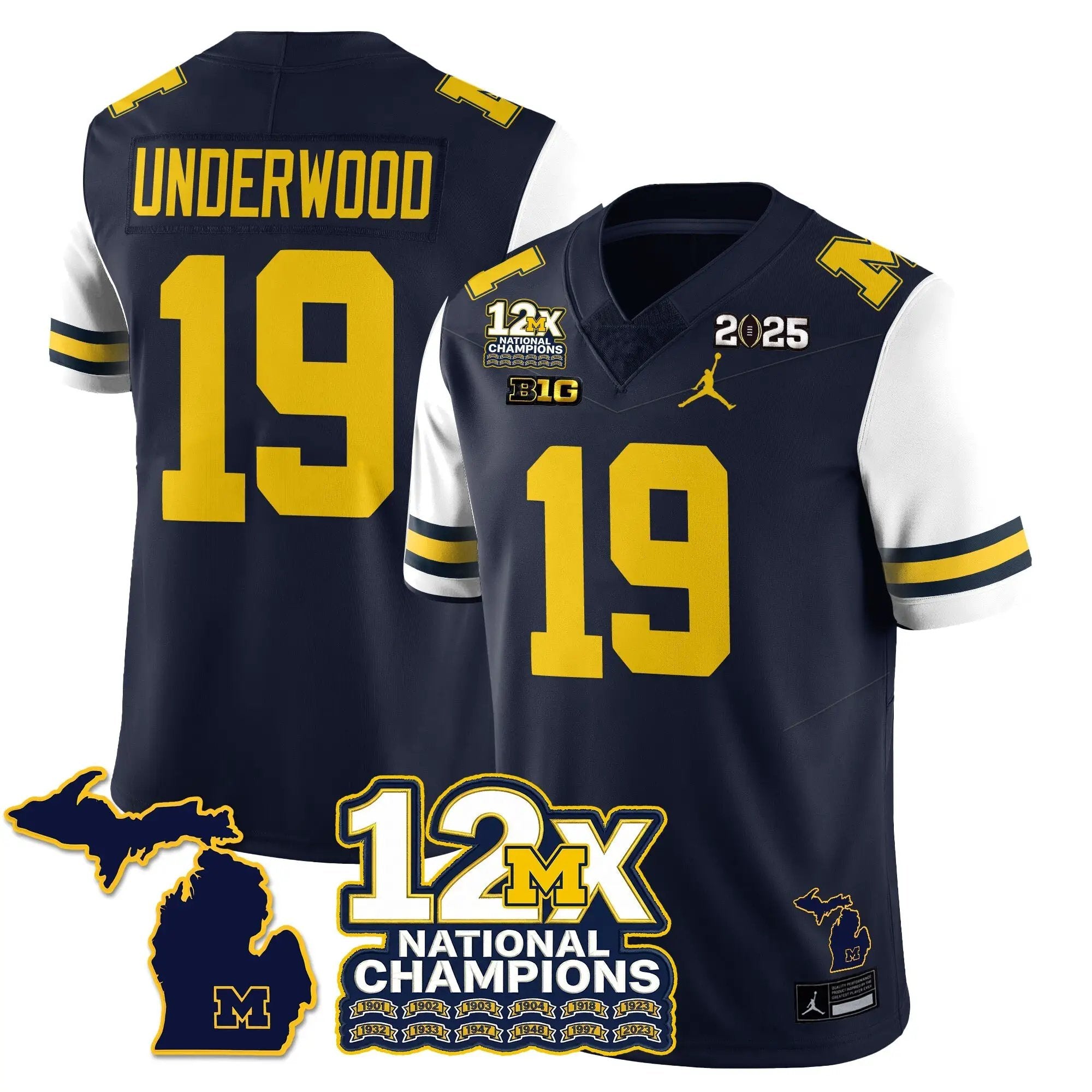 MICH 12x-Time National Champions Vapor Limited Football Jersey by Michigan Wolverines