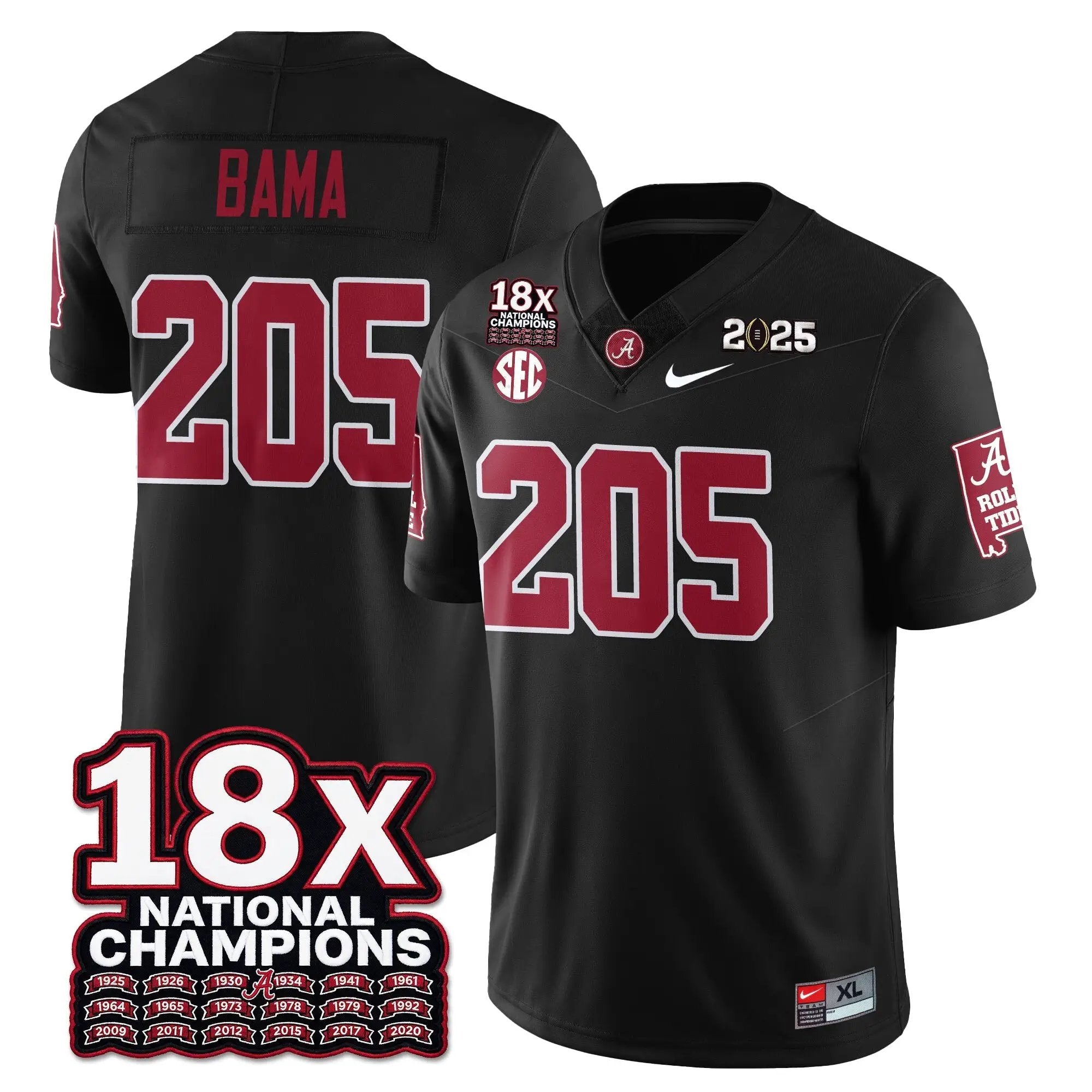 BAMA 18x-Time National Champions Vapor Limited Football Jersey by Alabama Crimson Tide