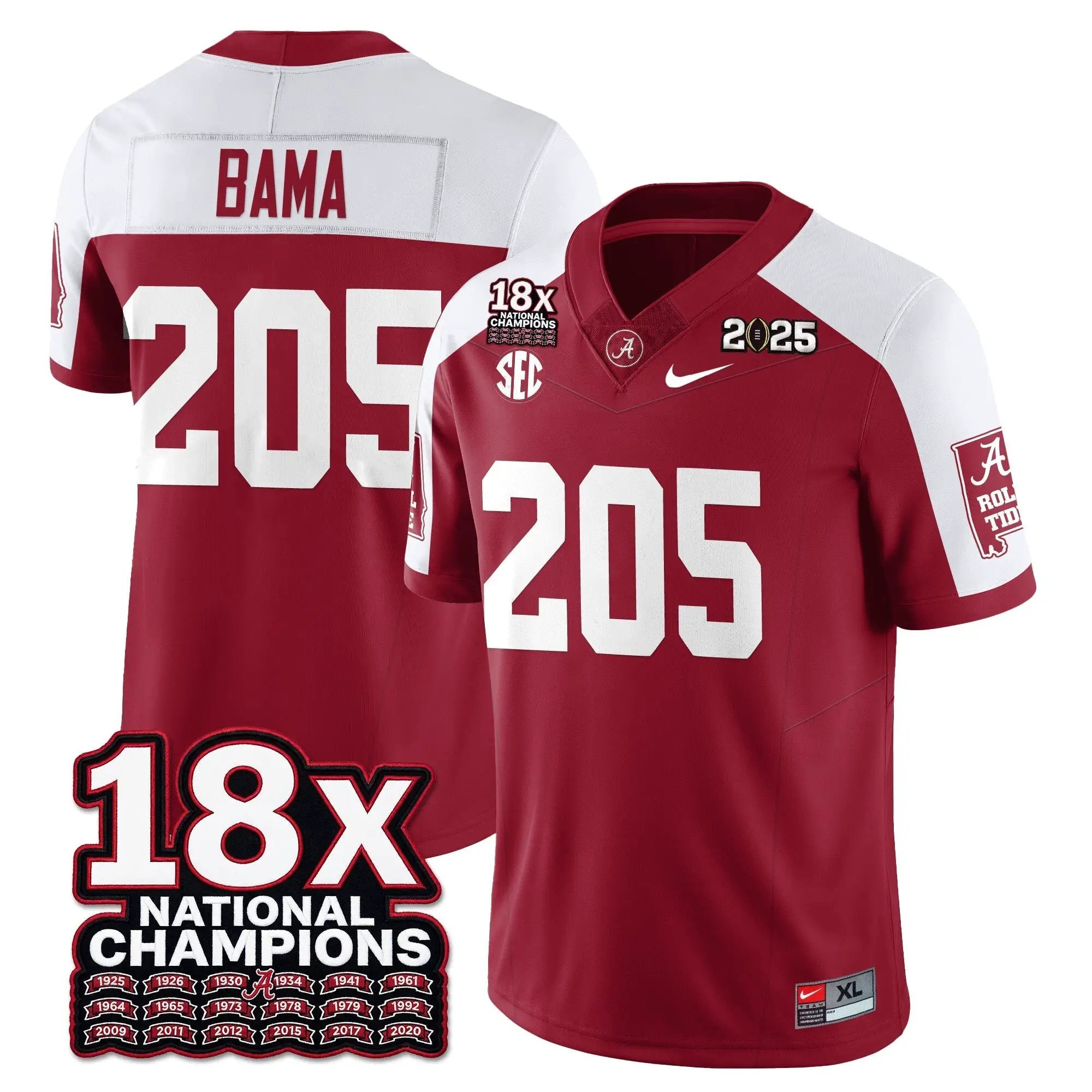 BAMA 18x-Time National Champions Vapor Limited Football Jersey by Alabama Crimson Tide