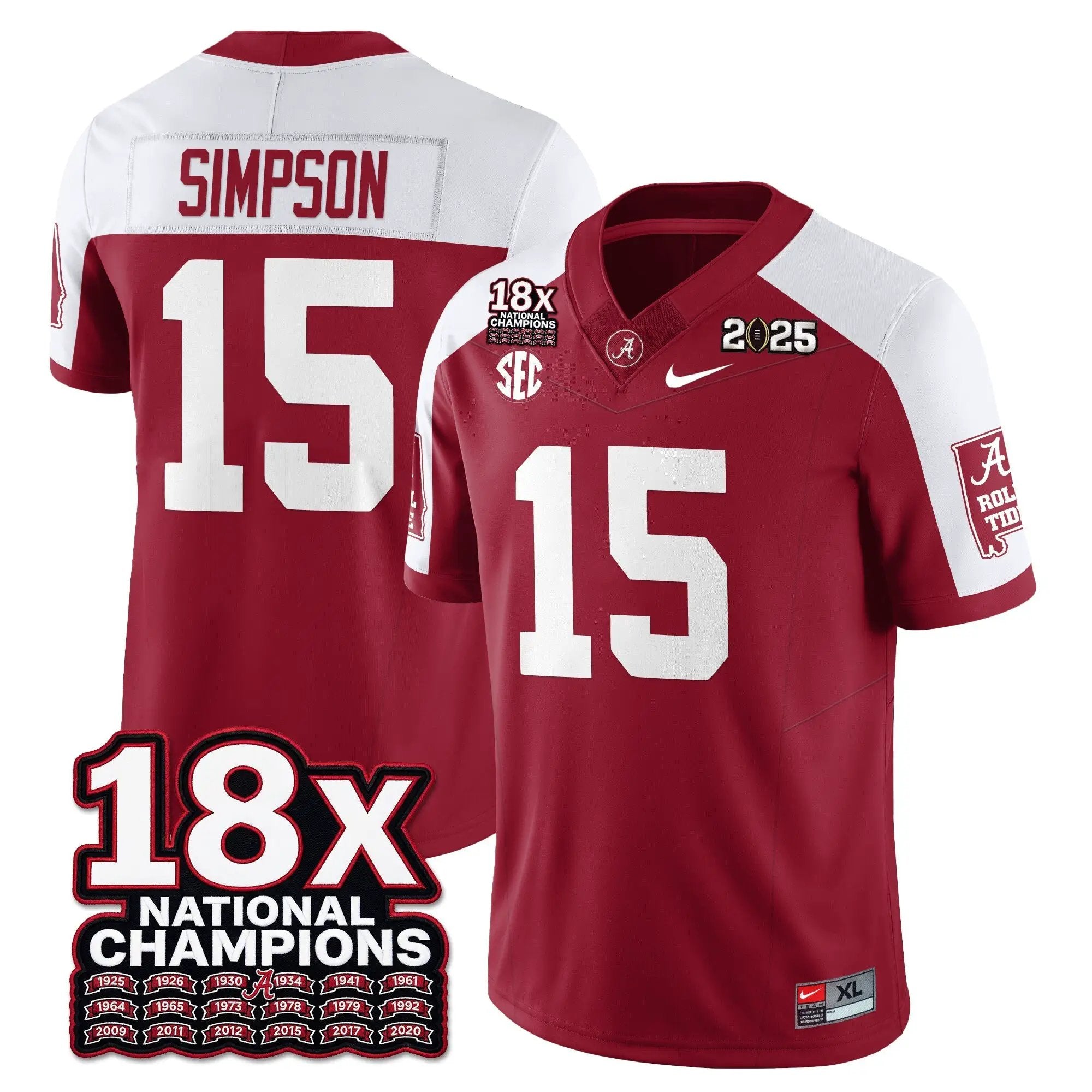 BAMA 18x-Time National Champions Vapor Limited Football Jersey by Alabama Crimson Tide
