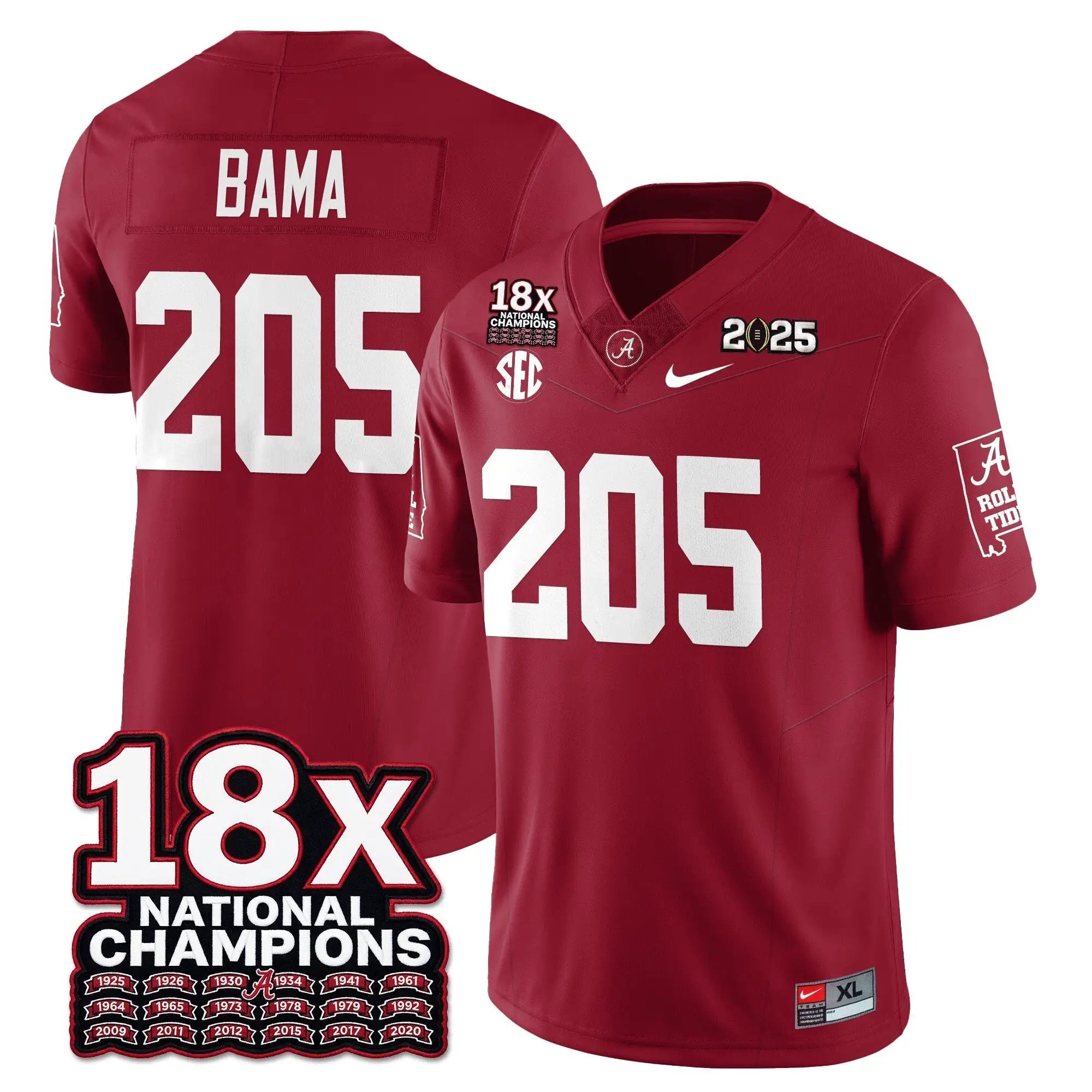 BAMA 18x-Time National Champions Vapor Limited Football Jersey by Alabama Crimson Tide