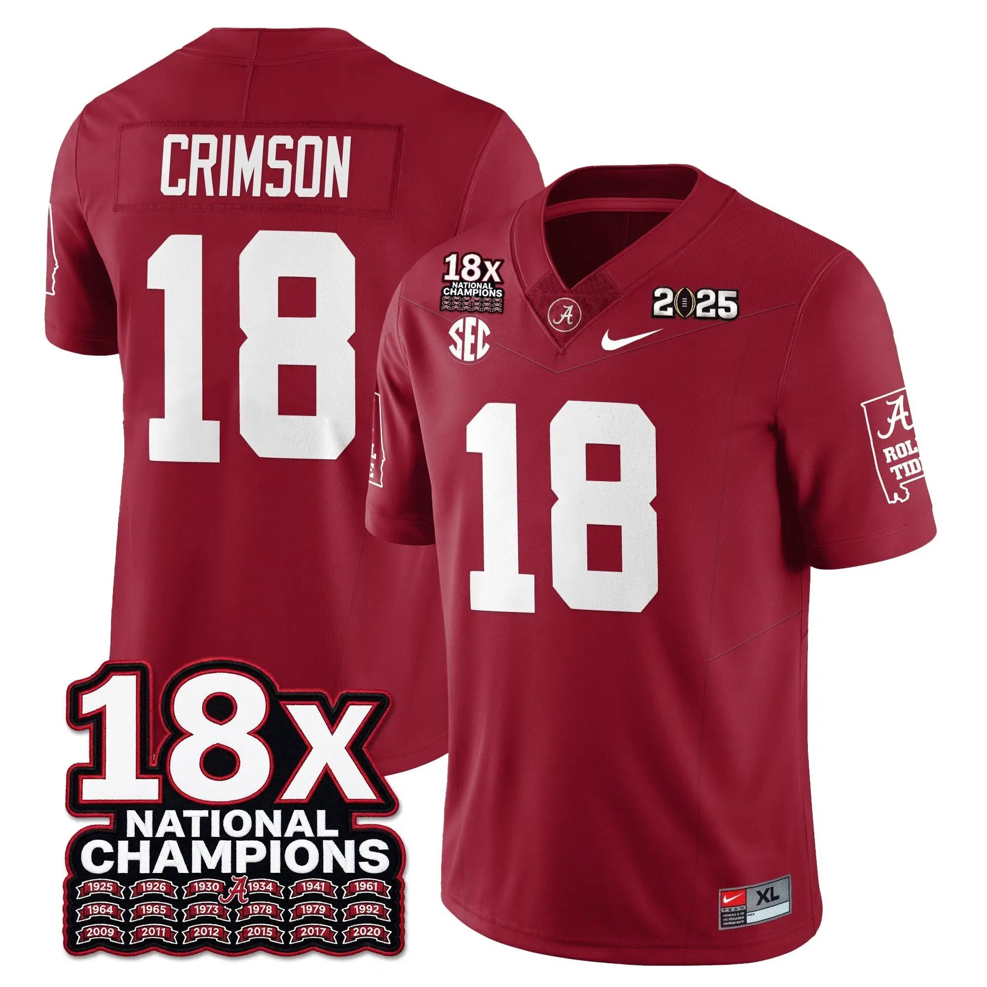 BAMA 18x-Time National Champions Vapor Limited Football Jersey by Alabama Crimson Tide
