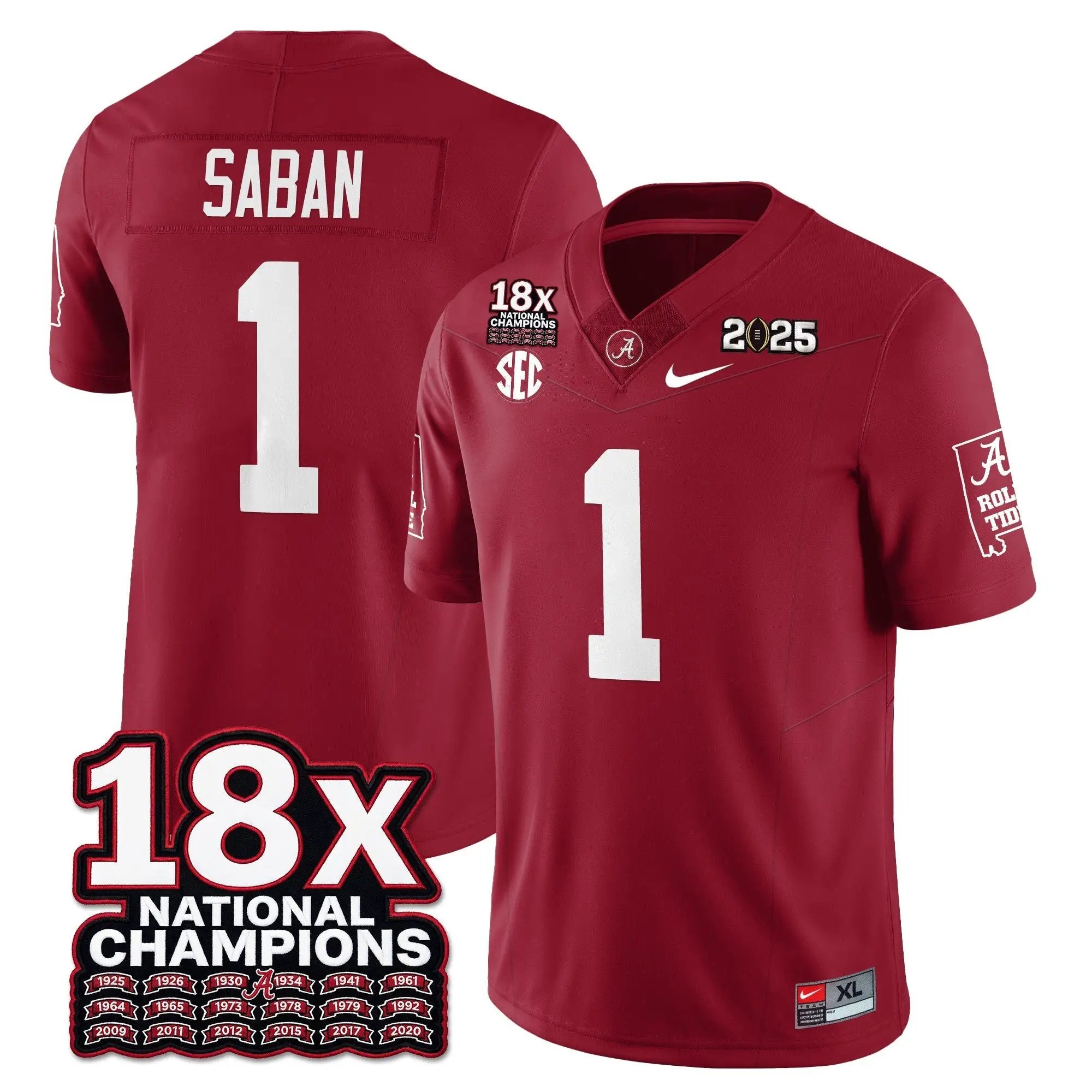BAMA 18x-Time National Champions Vapor Limited Football Jersey by Alabama Crimson Tide