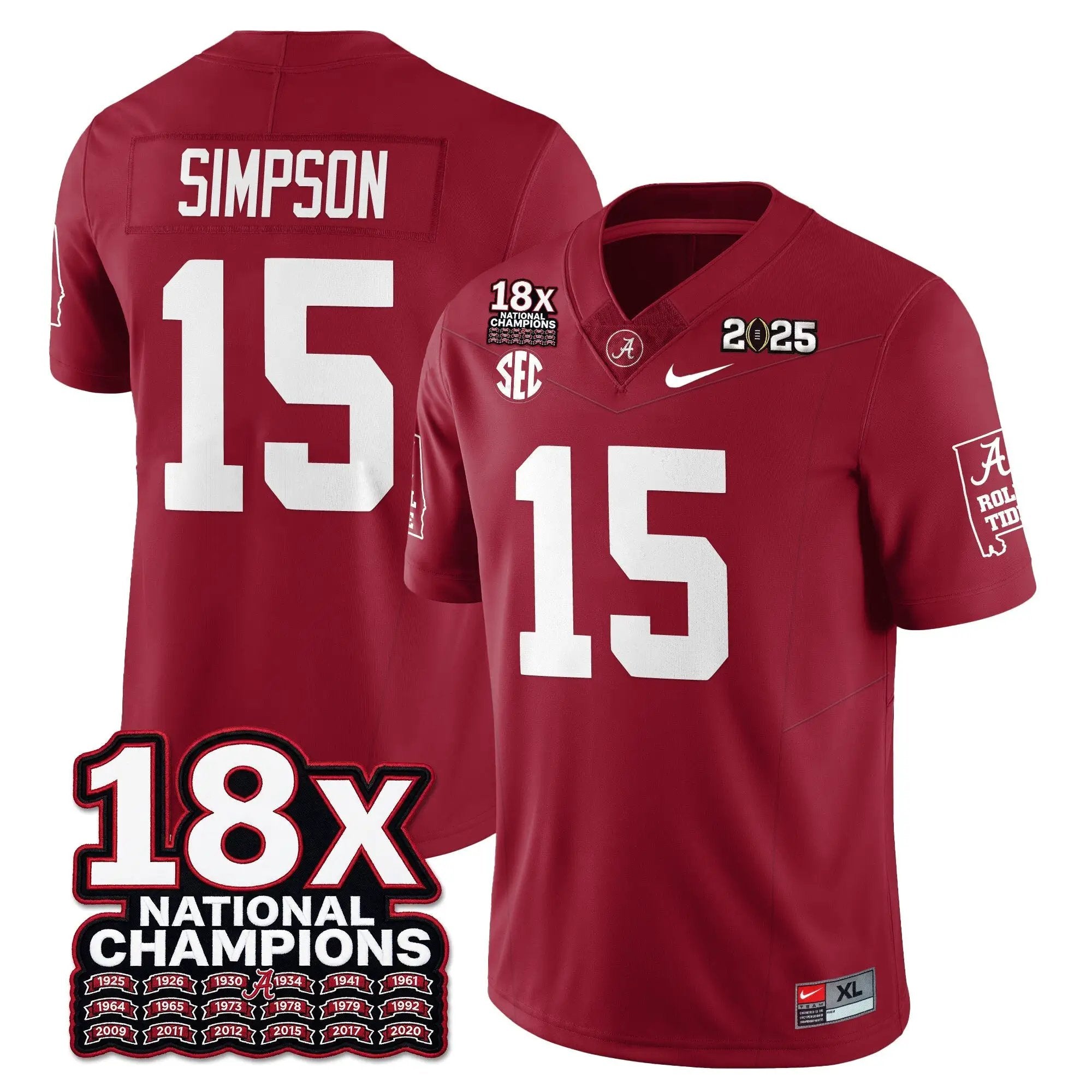 BAMA 18x-Time National Champions Vapor Limited Football Jersey by Alabama Crimson Tide