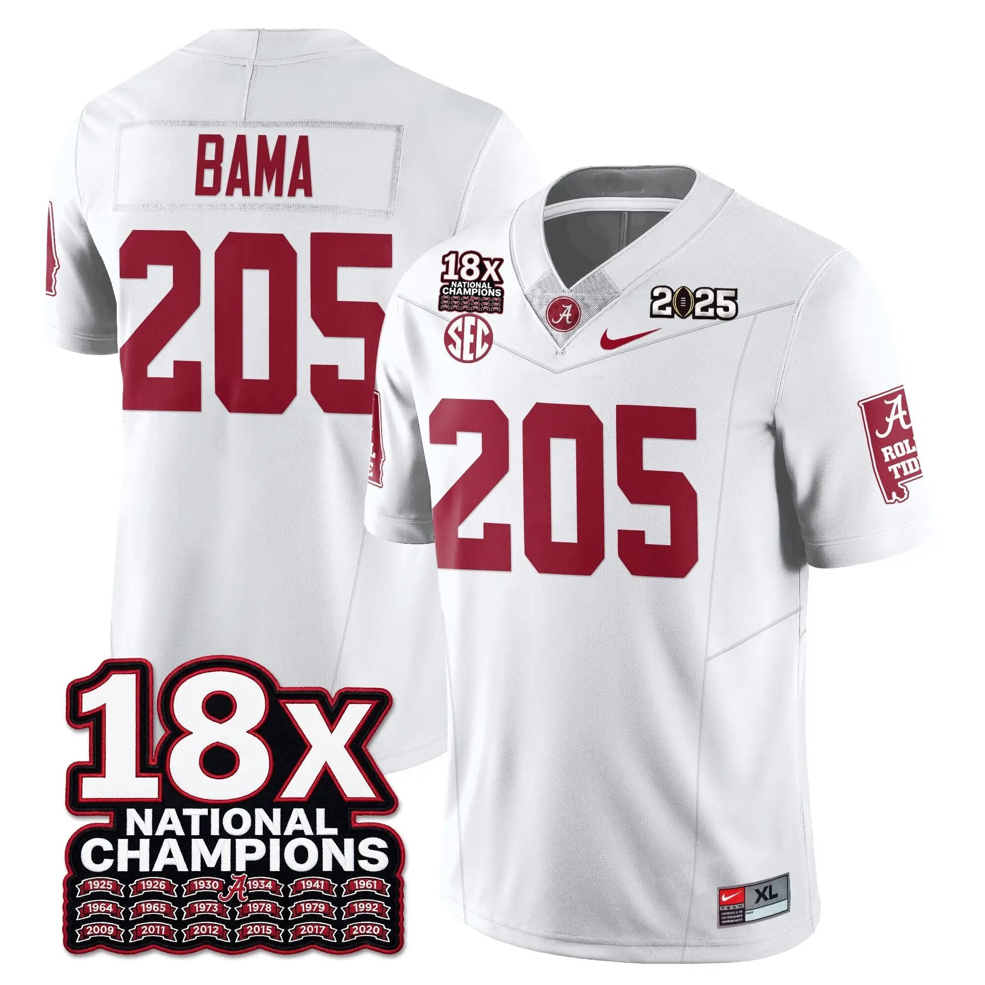 BAMA 18x-Time National Champions Vapor Limited Football Jersey by Alabama Crimson Tide