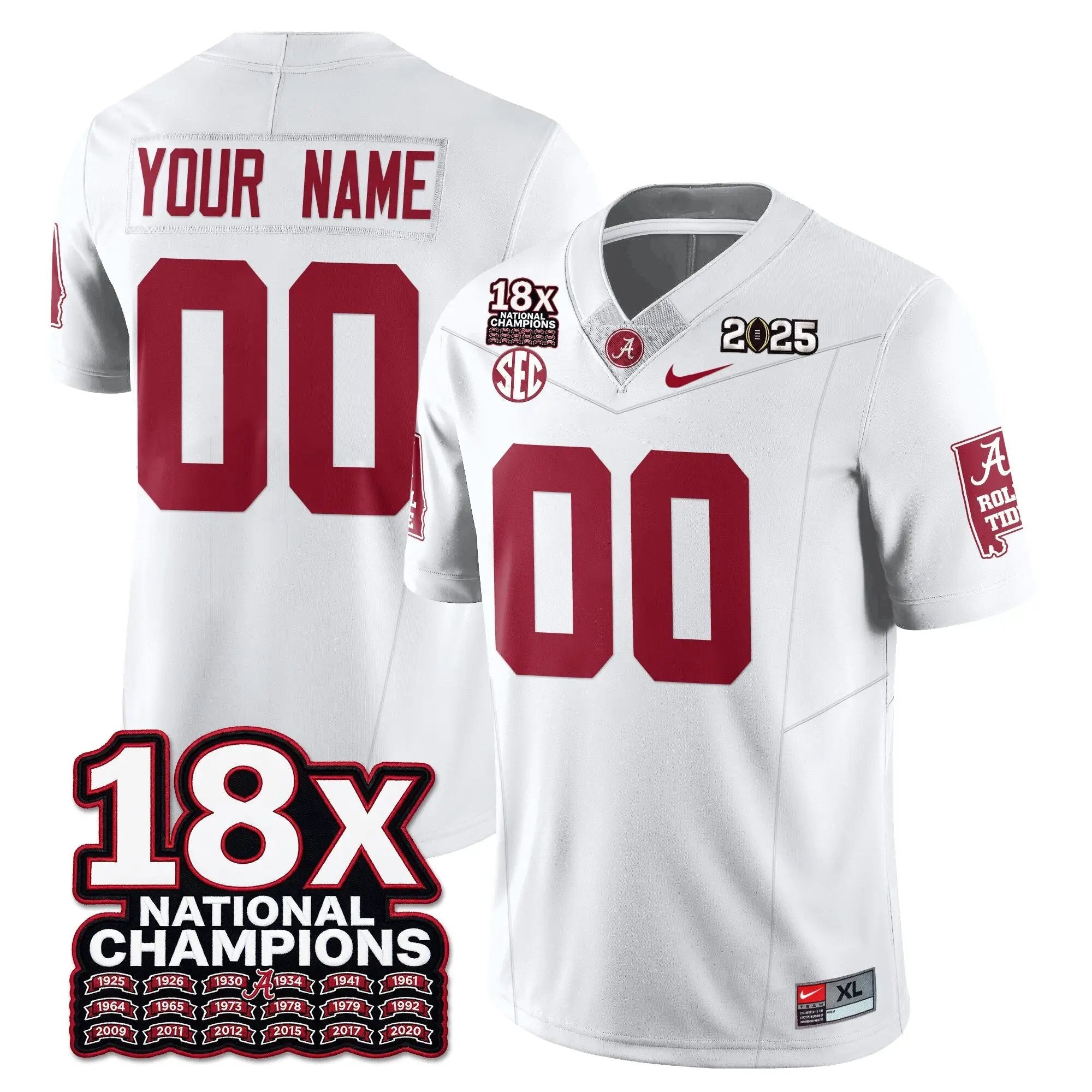 Custom BAMA 18x-Time National Champions Vapor Limited Football Jersey by Alabama Crimson Tide