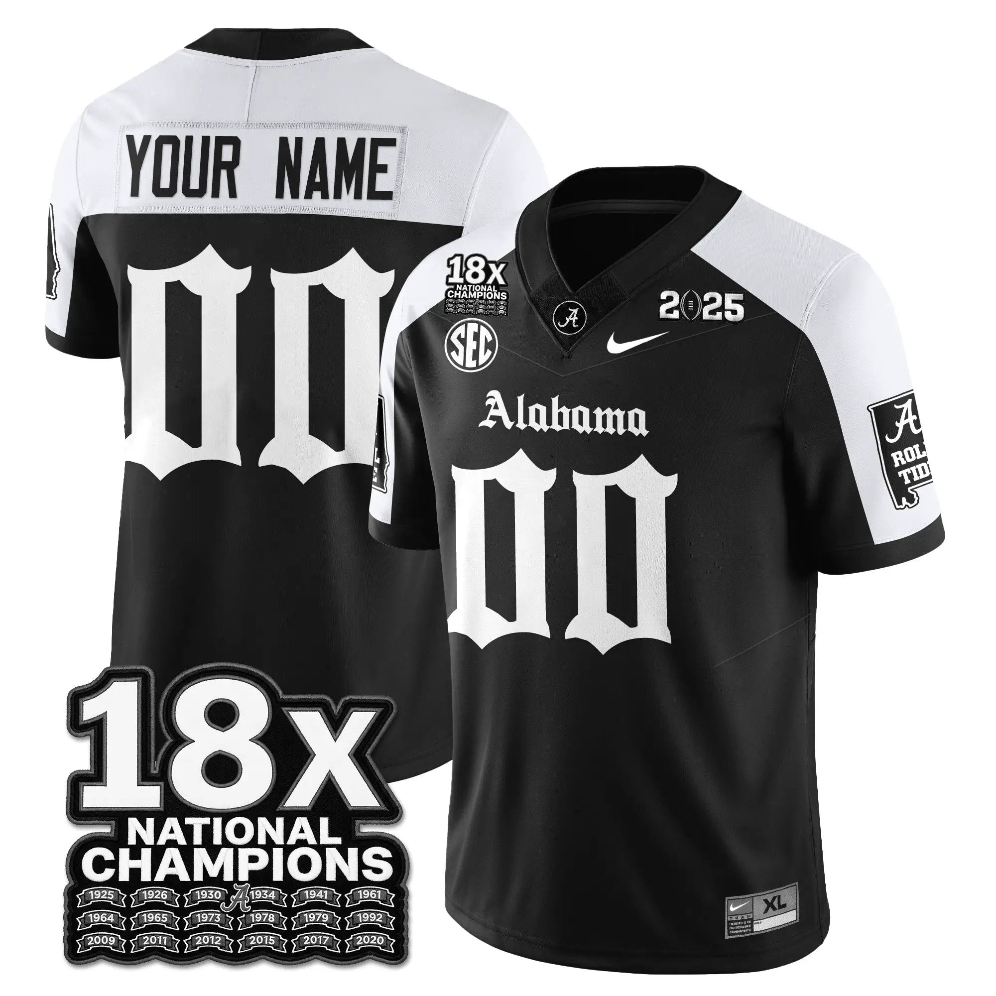 Custom BAMA 18x-Time National Champions Gothic Vapor Limited Jersey by Alabama Crimson Tide
