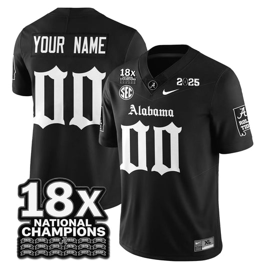 Custom BAMA 18x-Time National Champions Gothic Vapor Limited Jersey by Alabama Crimson Tide