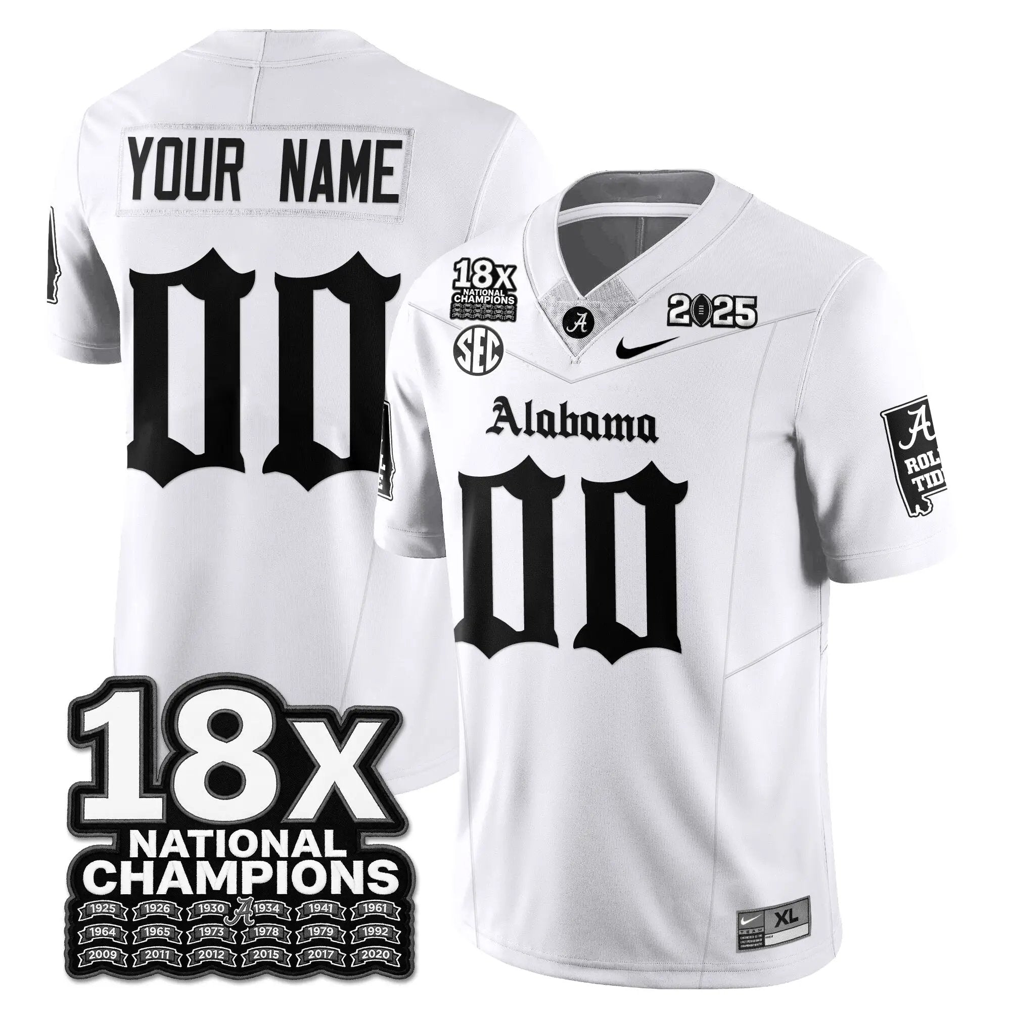 Custom BAMA 18x-Time National Champions Gothic Vapor Limited Jersey by Alabama Crimson Tide