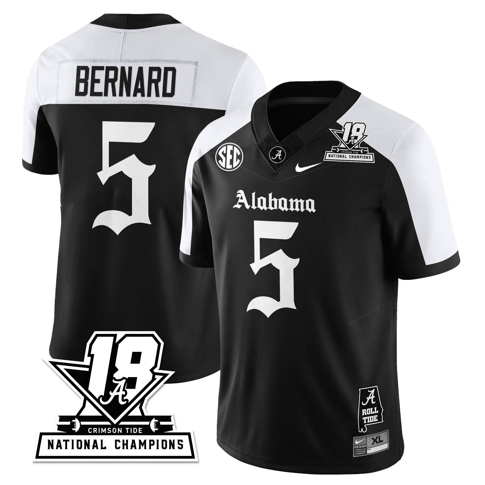 BAMA 18x-Time National Champions Gothic Vapor Limited Jersey by Alabama Crimson Tide