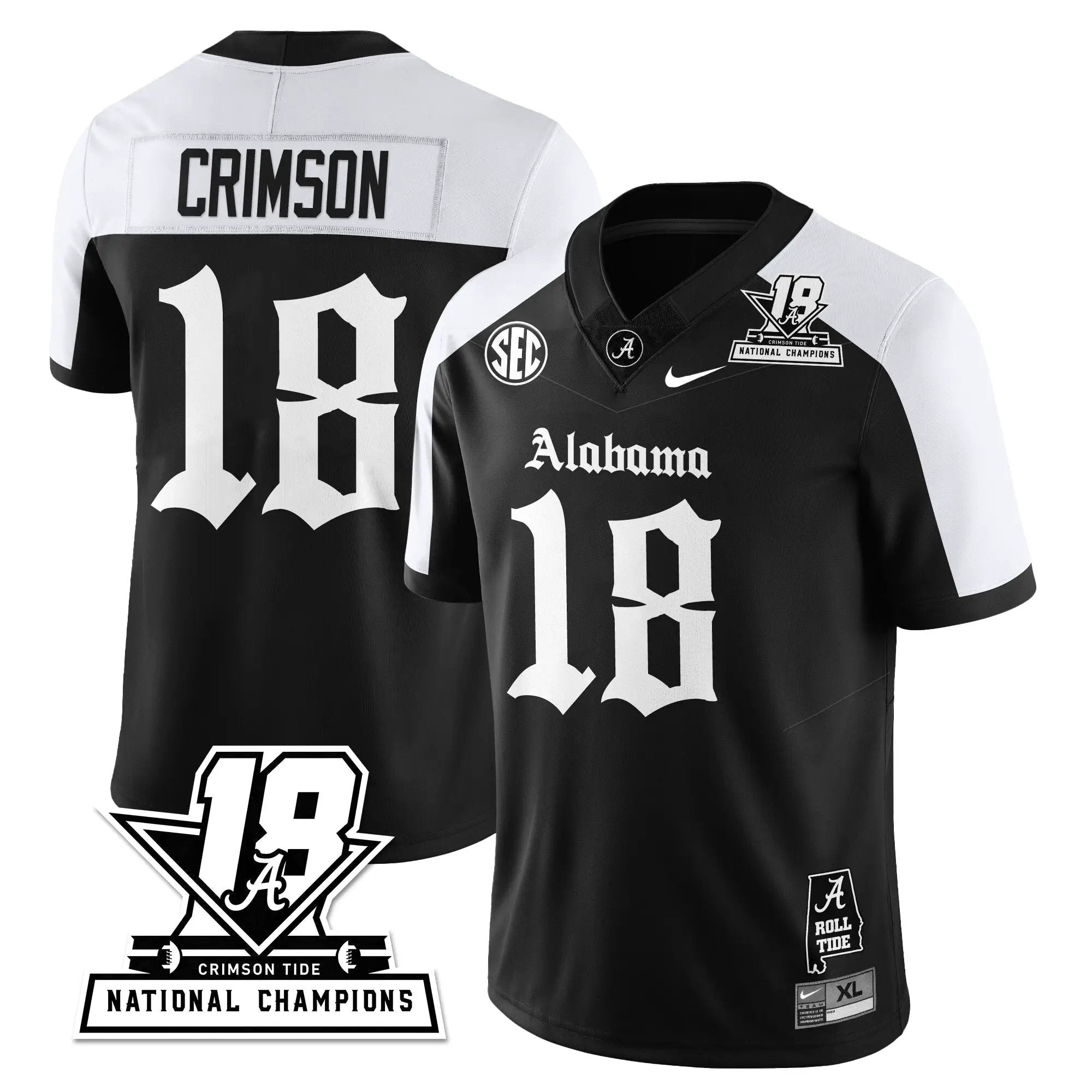 BAMA 18x-Time National Champions Gothic Vapor Limited Jersey by Alabama Crimson Tide