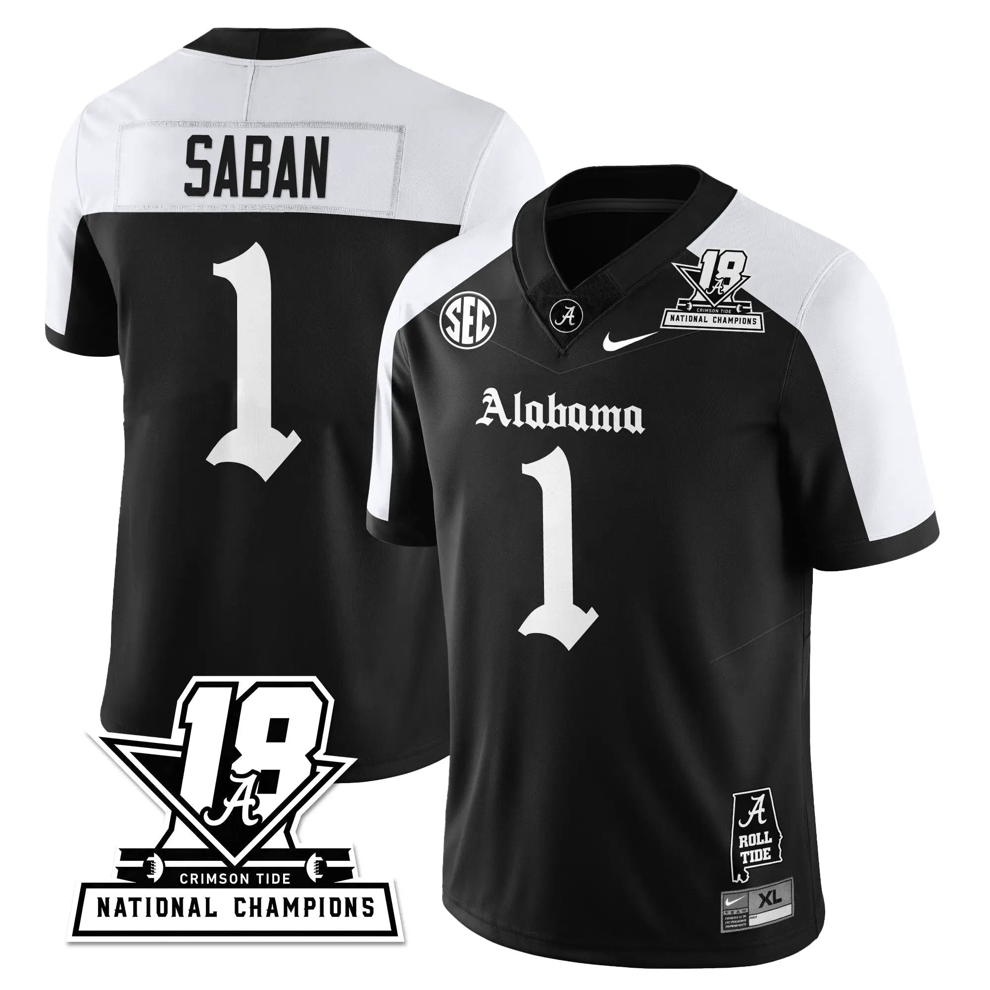 BAMA 18x-Time National Champions Gothic Vapor Limited Jersey by Alabama Crimson Tide