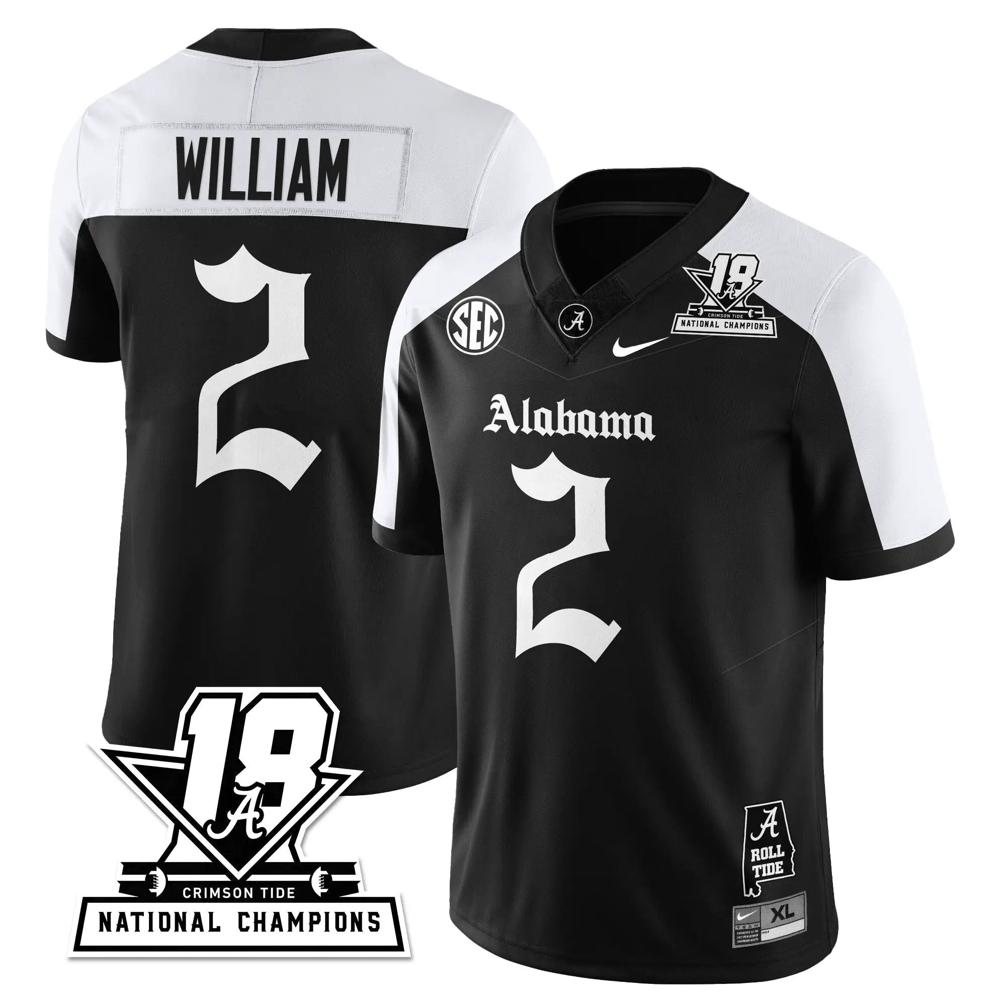 BAMA 18x-Time National Champions Gothic Vapor Limited Jersey by Alabama Crimson Tide