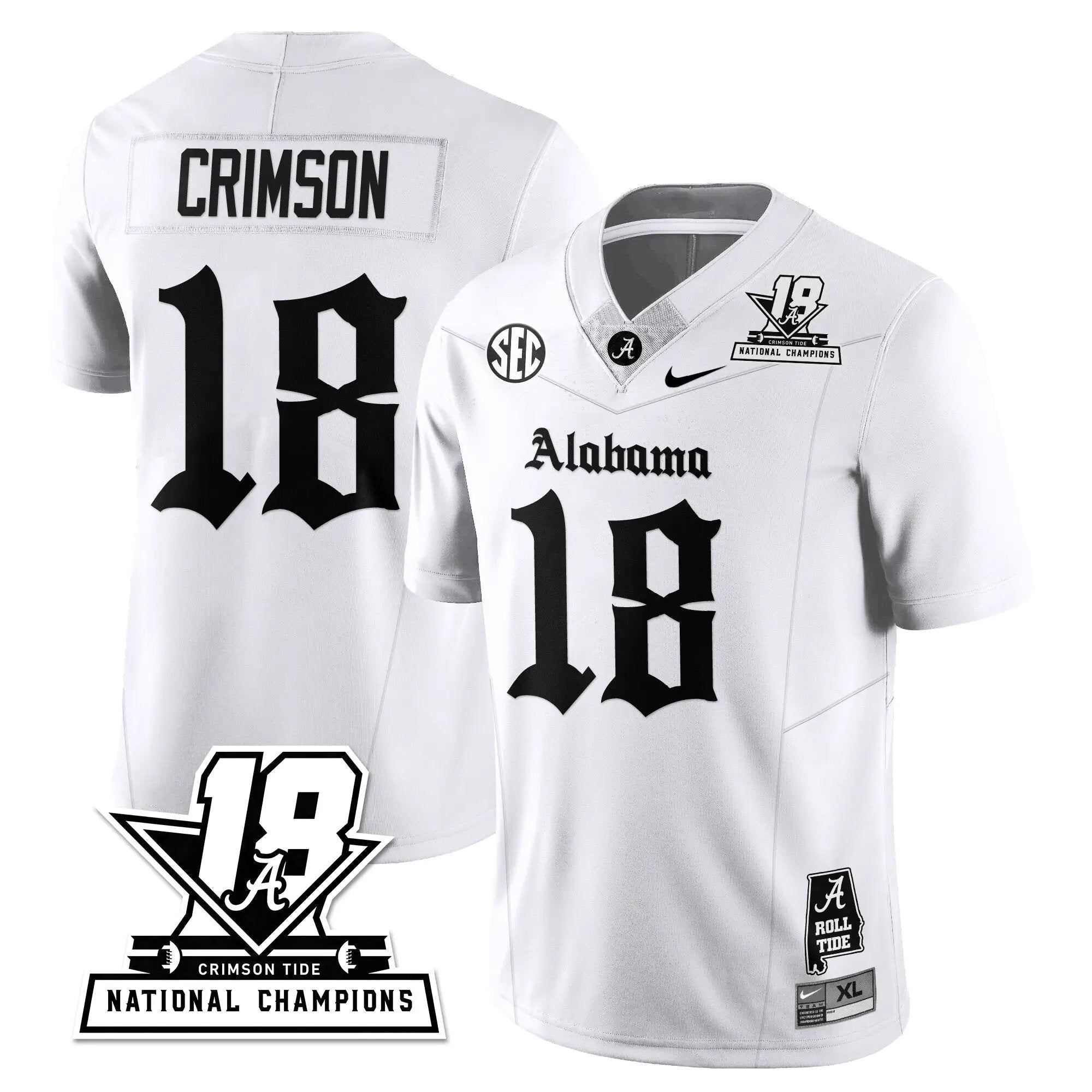 BAMA 18x-Time National Champions Gothic Vapor Limited Jersey by Alabama Crimson Tide