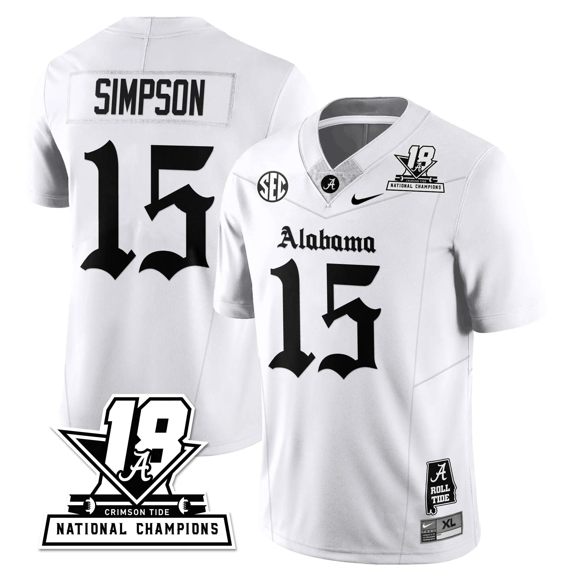 BAMA 18x-Time National Champions Gothic Vapor Limited Jersey by Alabama Crimson Tide