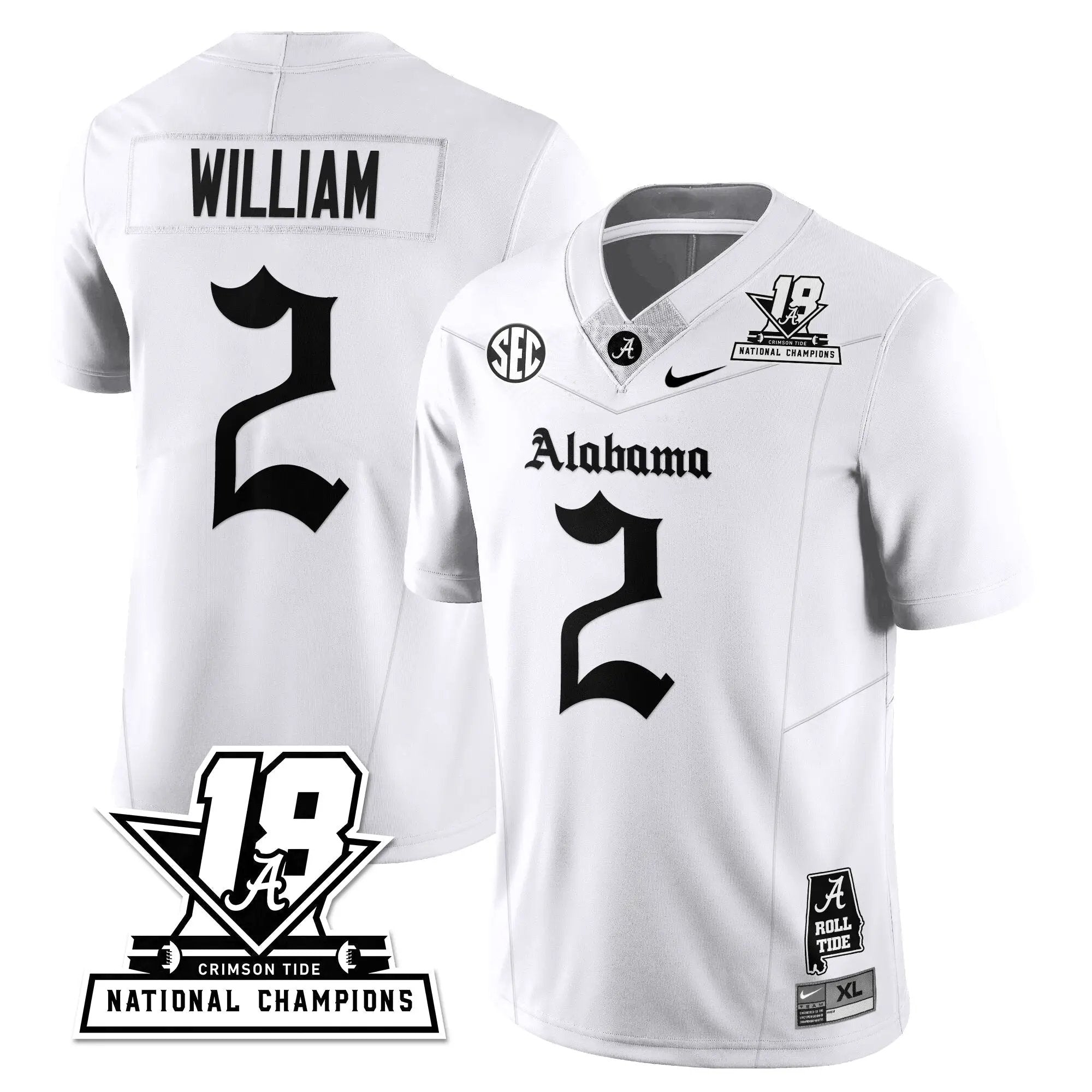 BAMA 18x-Time National Champions Gothic Vapor Limited Jersey by Alabama Crimson Tide