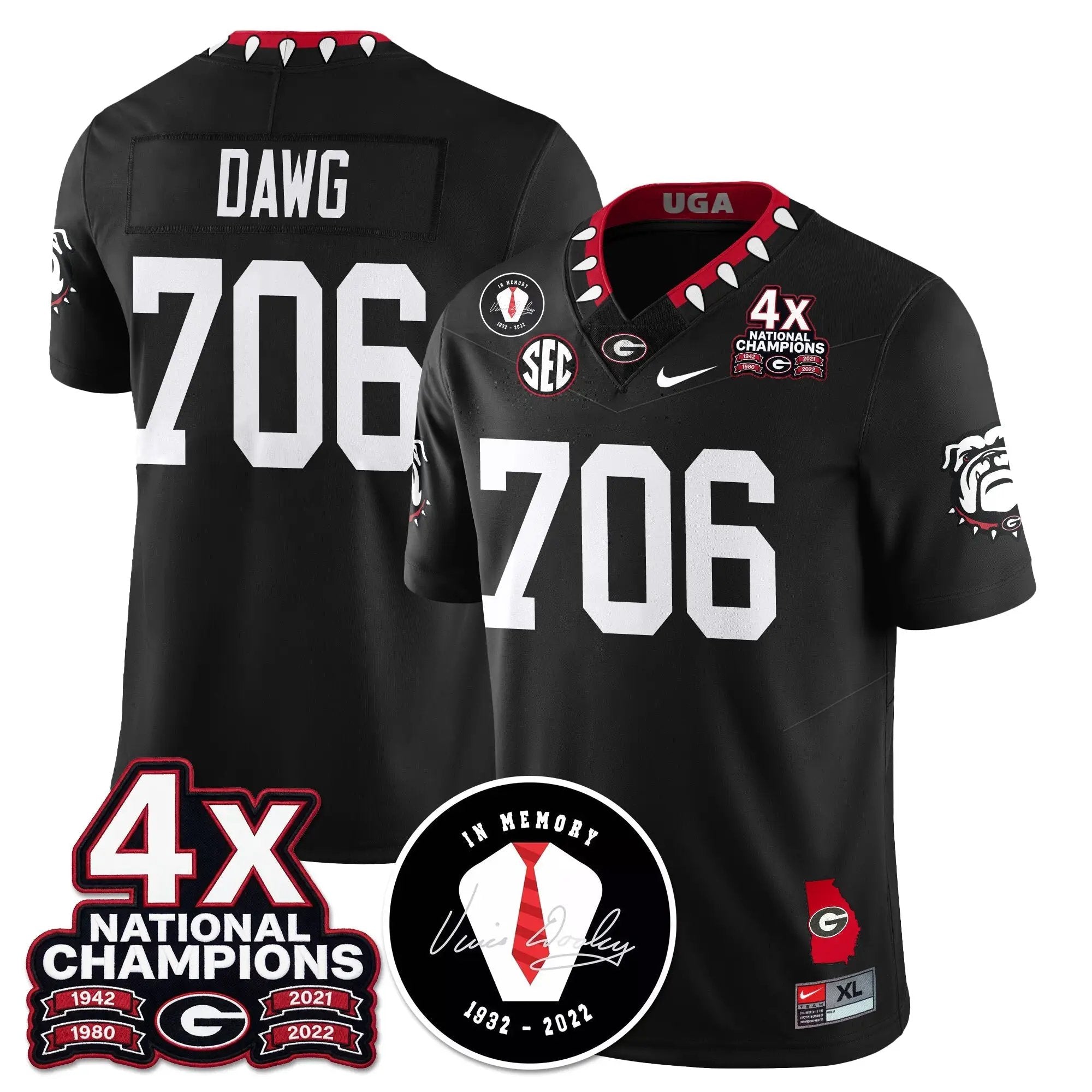 UGA 4x-Time National Champions Vapor Limited Jersey by Georgia Bulldogs