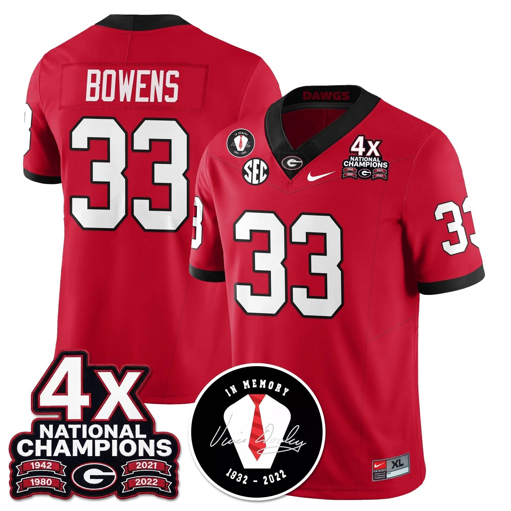 UGA 4x-Time National Champions Vapor Limited Jersey by Georgia Bulldogs