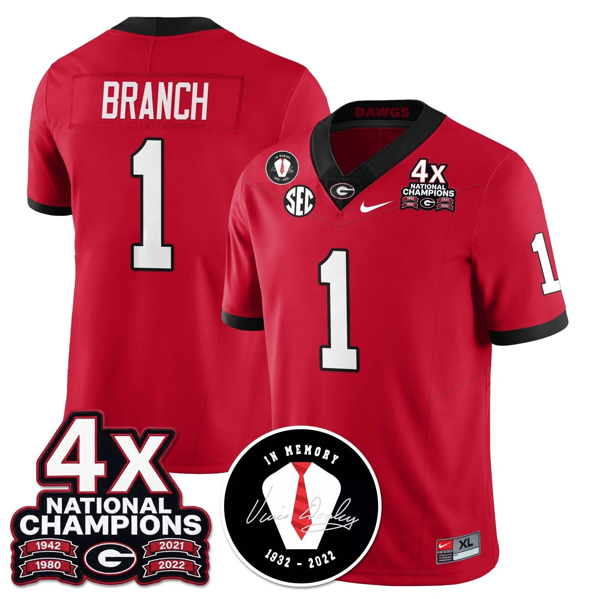 UGA 4x-Time National Champions Vapor Limited Jersey by Georgia Bulldogs