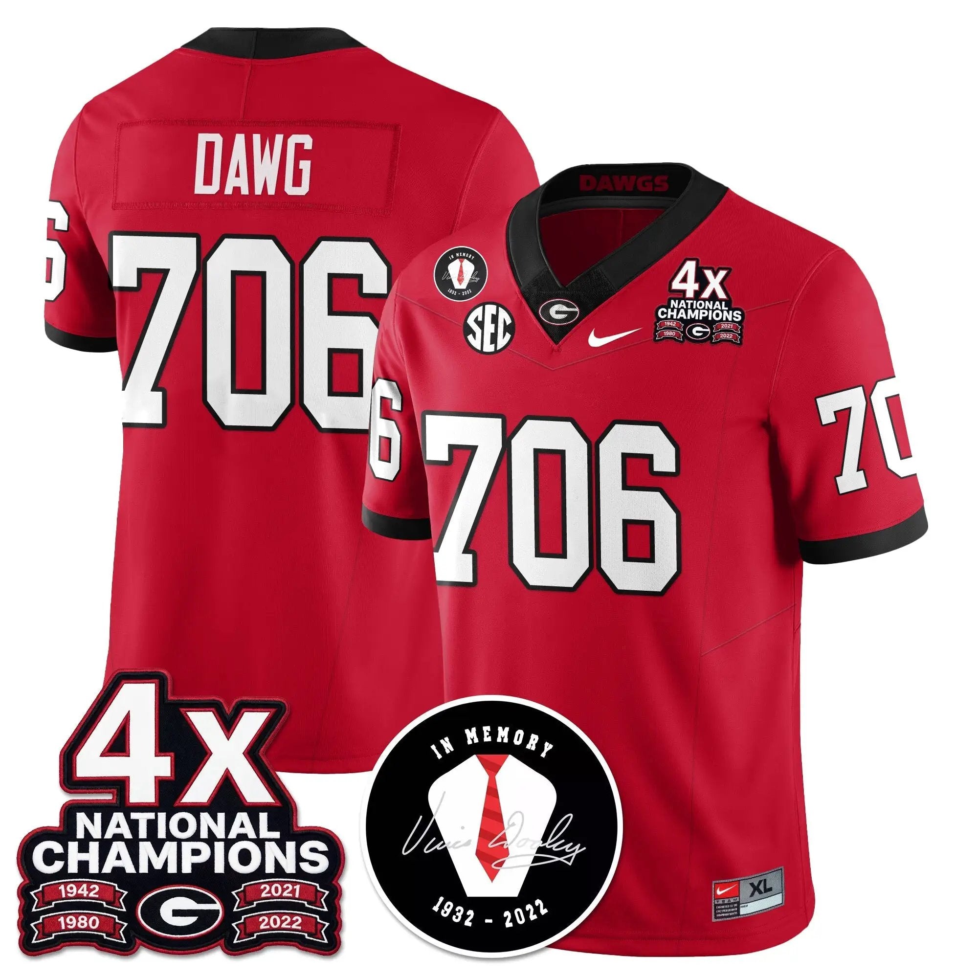 UGA 4x-Time National Champions Vapor Limited Jersey by Georgia Bulldogs