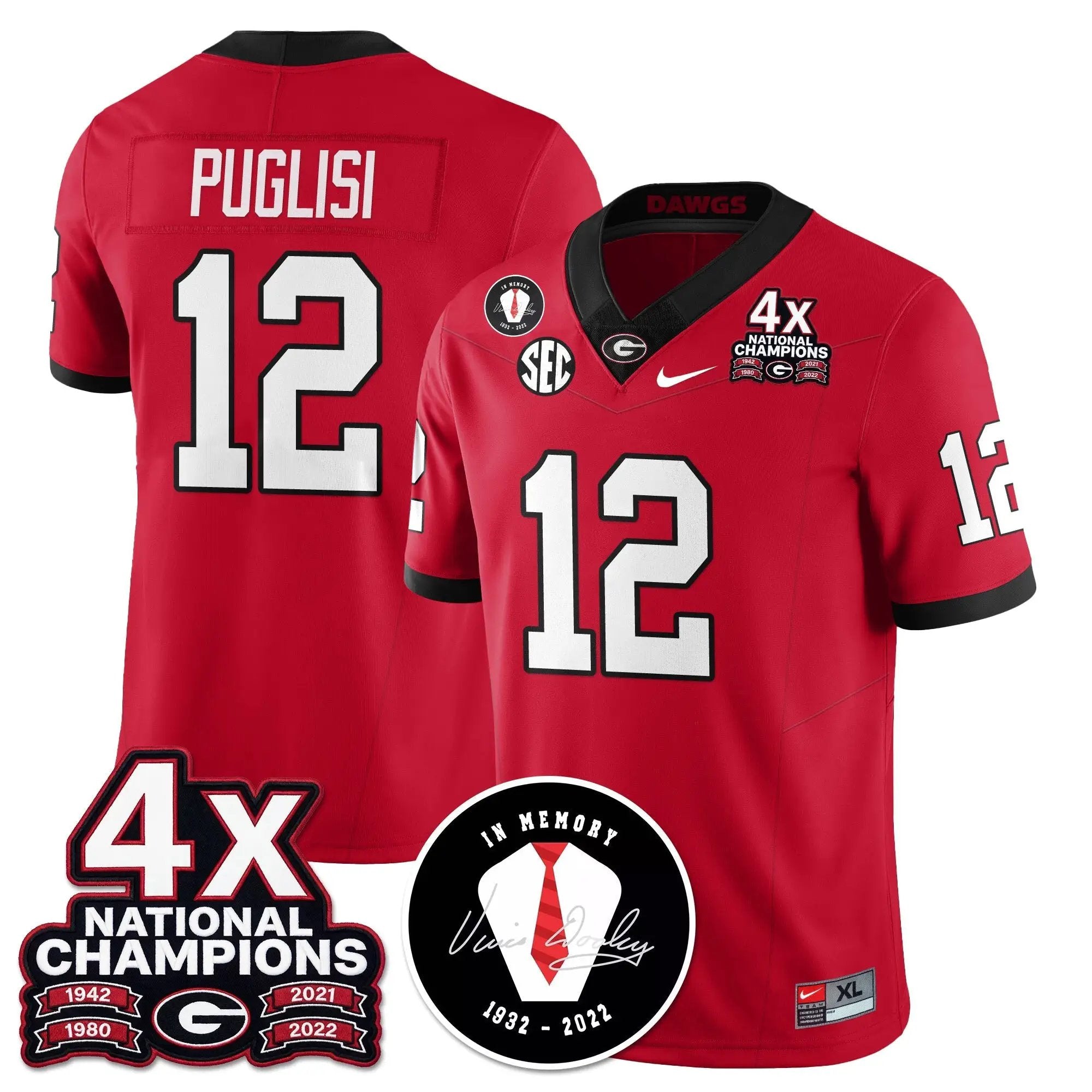 UGA 4x-Time National Champions Vapor Limited Jersey by Georgia Bulldogs