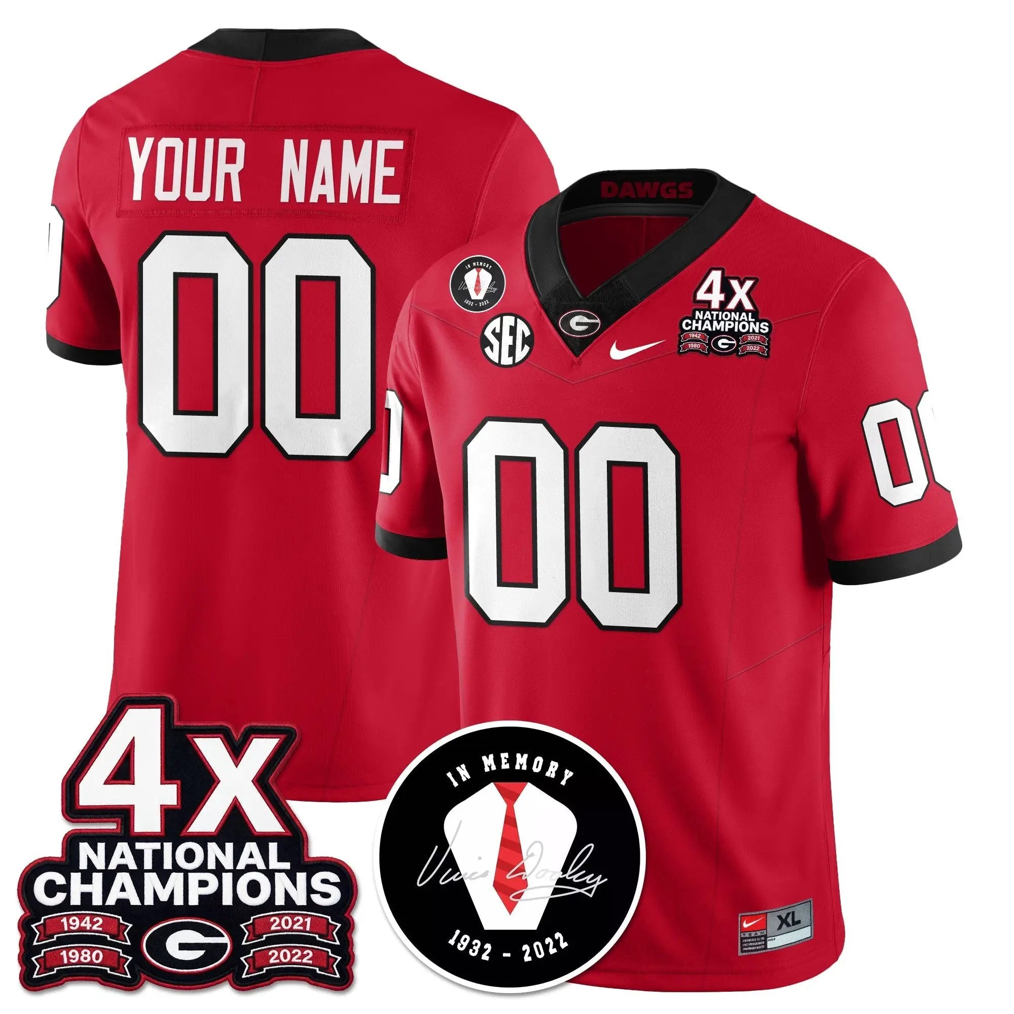 UGA 4x-Time National Champions Vapor Limited Jersey by Georgia Bulldogs