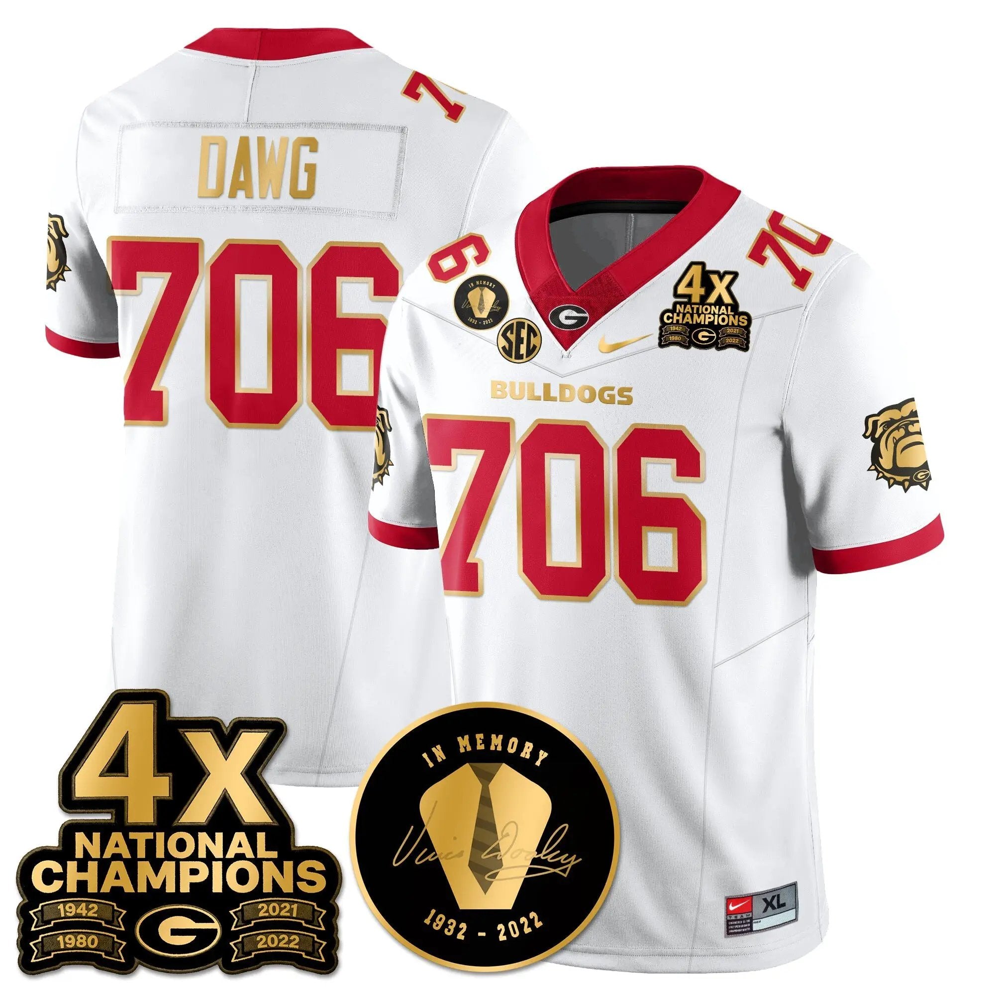 UGA 4x-Time National Champions Vapor Limited Jersey by Georgia Bulldogs